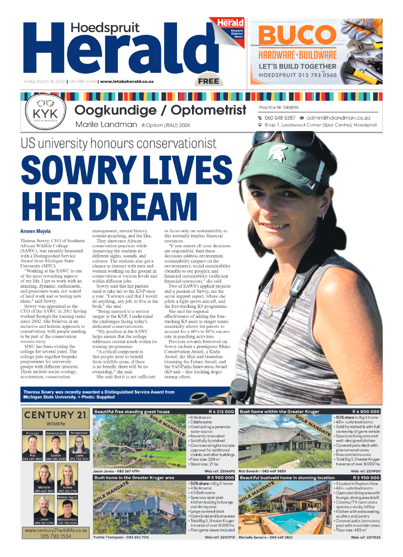 Hoedspruit Herald page 1
