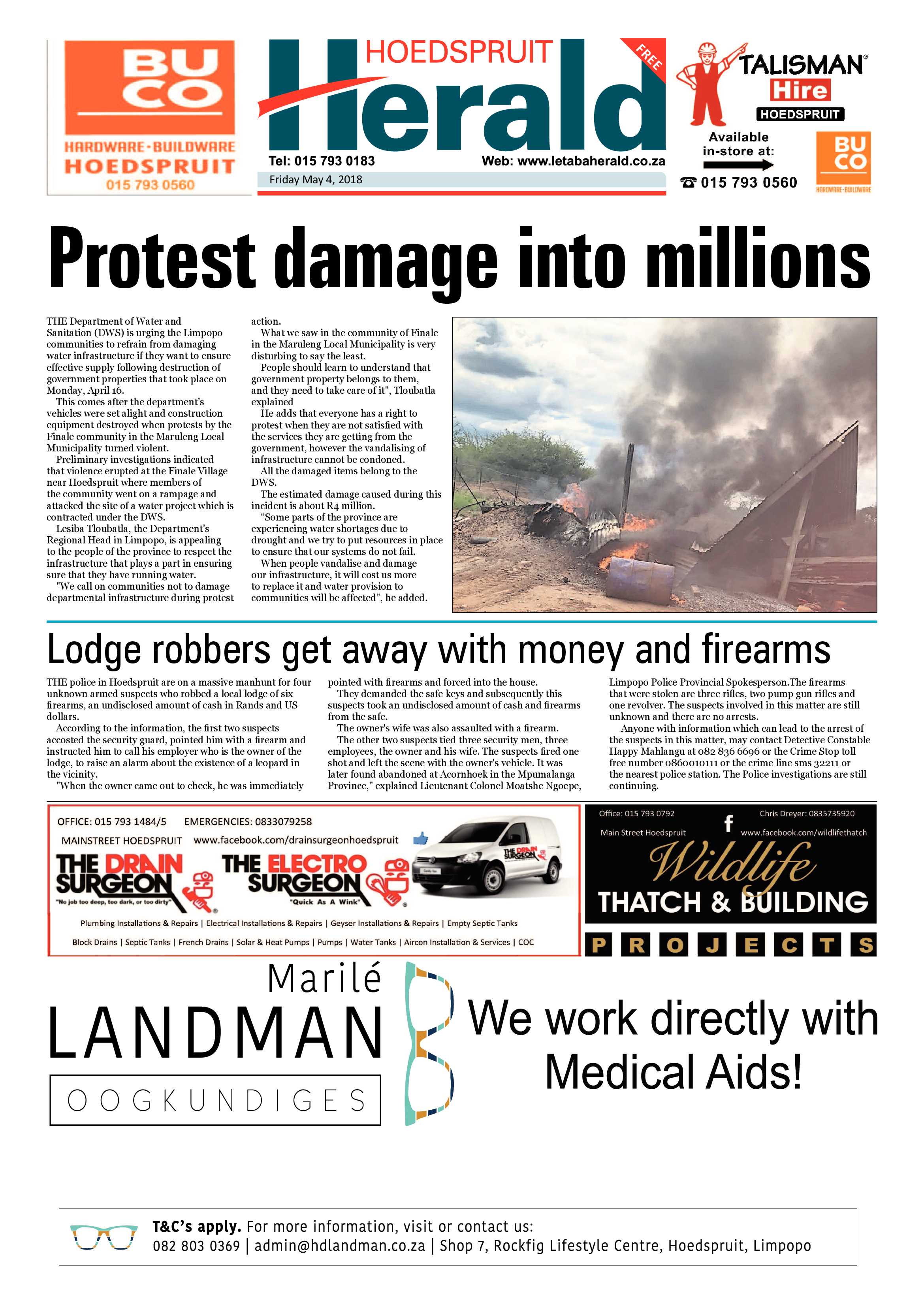 Hoedspruit Herald – 4 May 2018 page 1