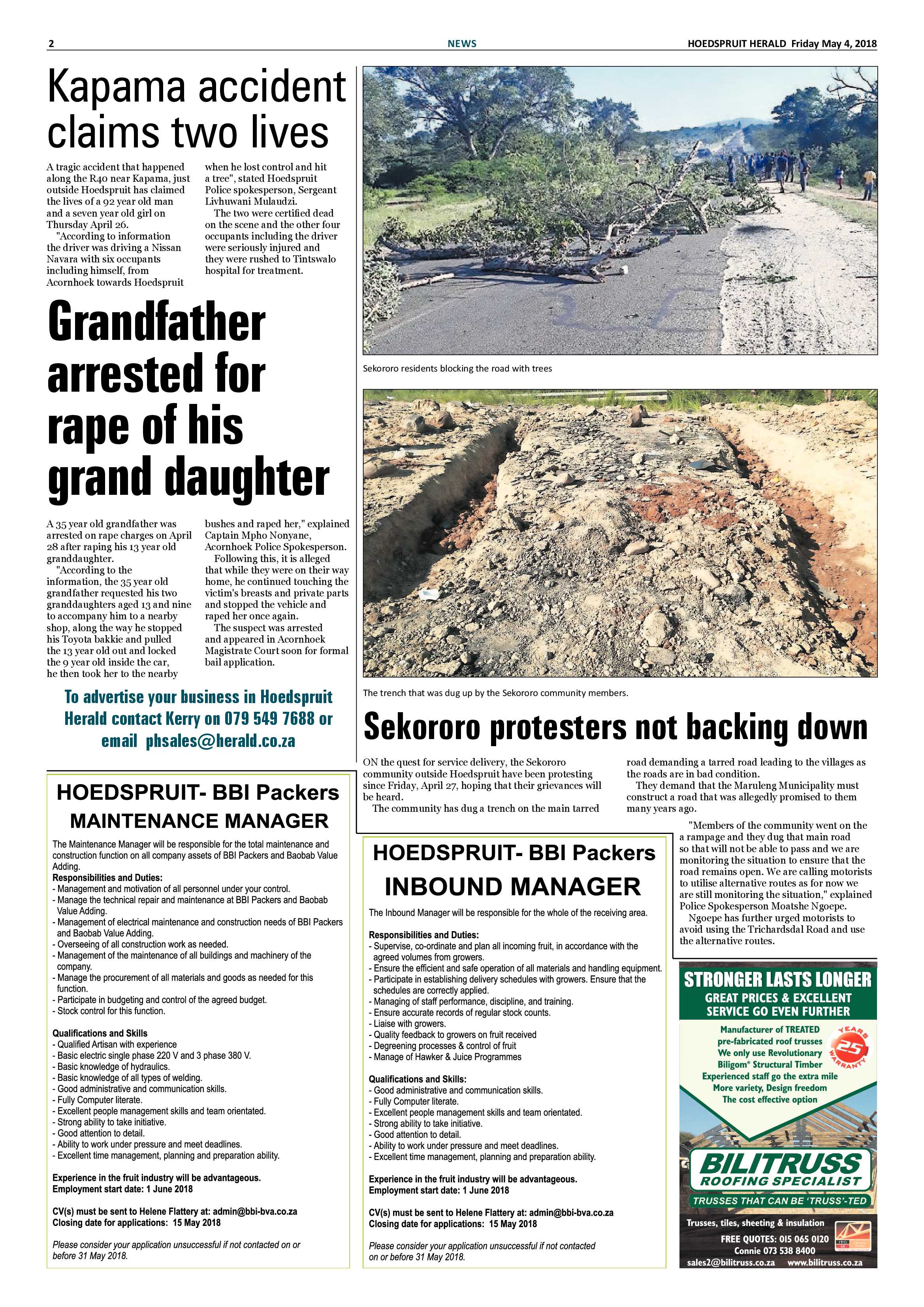 Hoedspruit Herald – 4 May 2018 page 2