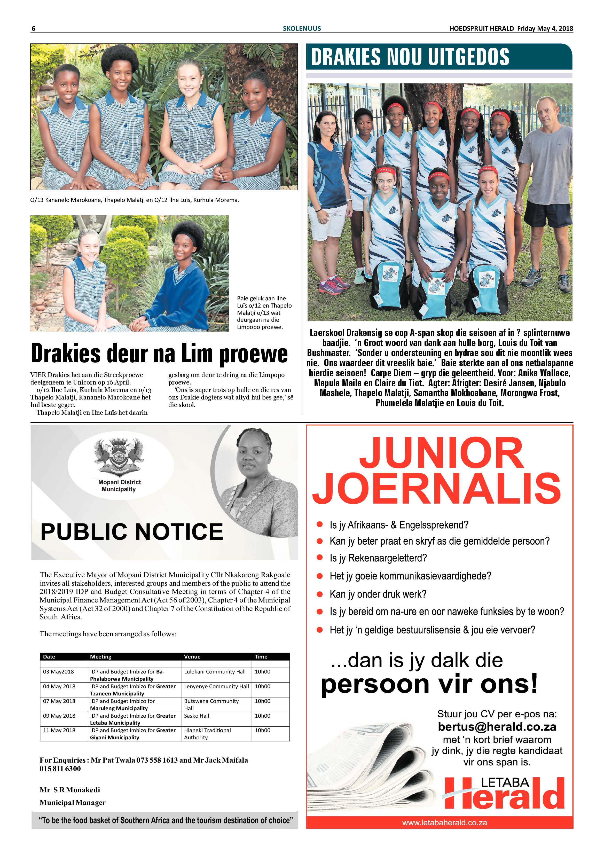 Hoedspruit Herald – 4 May 2018 page 6