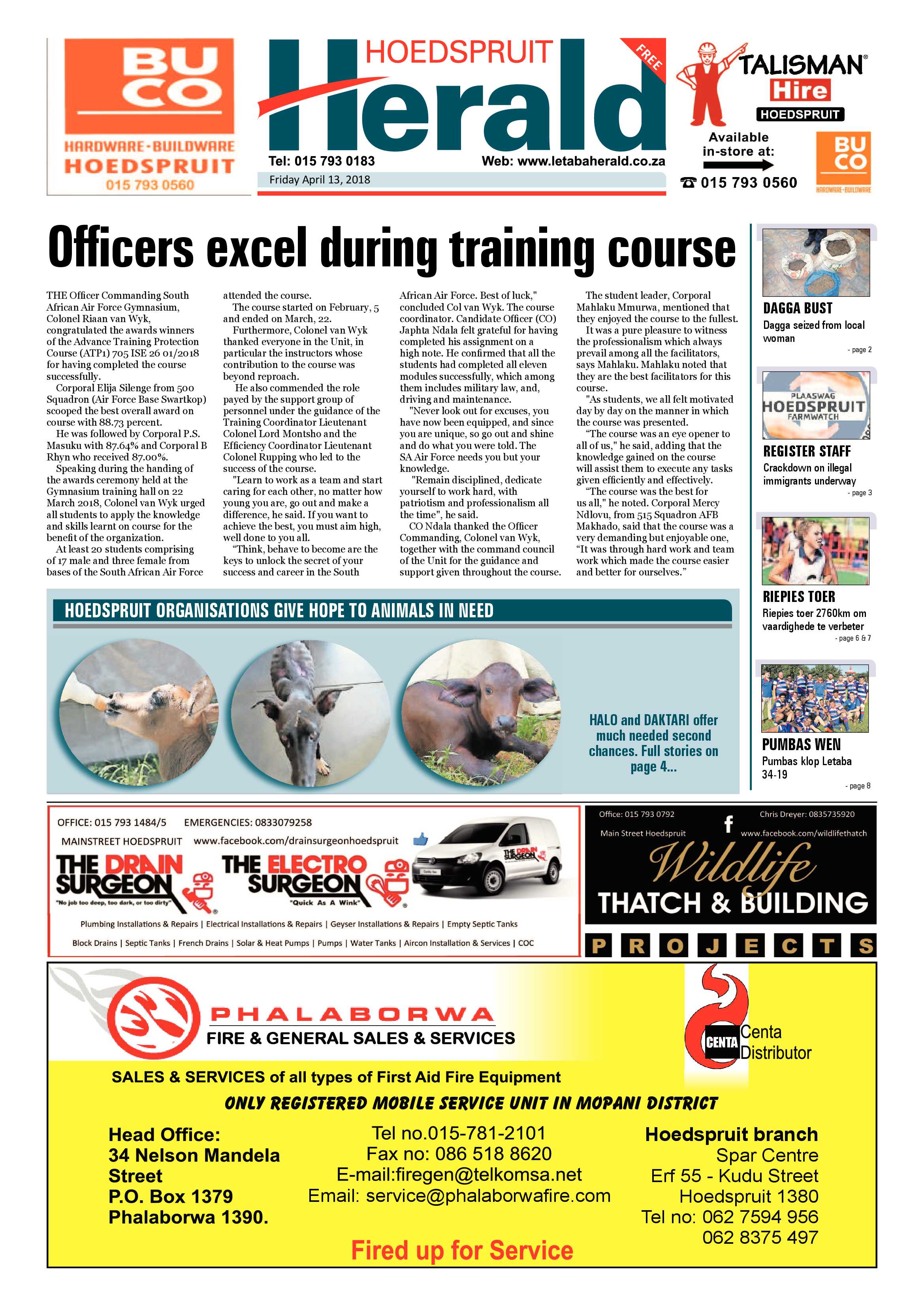 Hoedspruit Herald – 13 April 2018 page 1