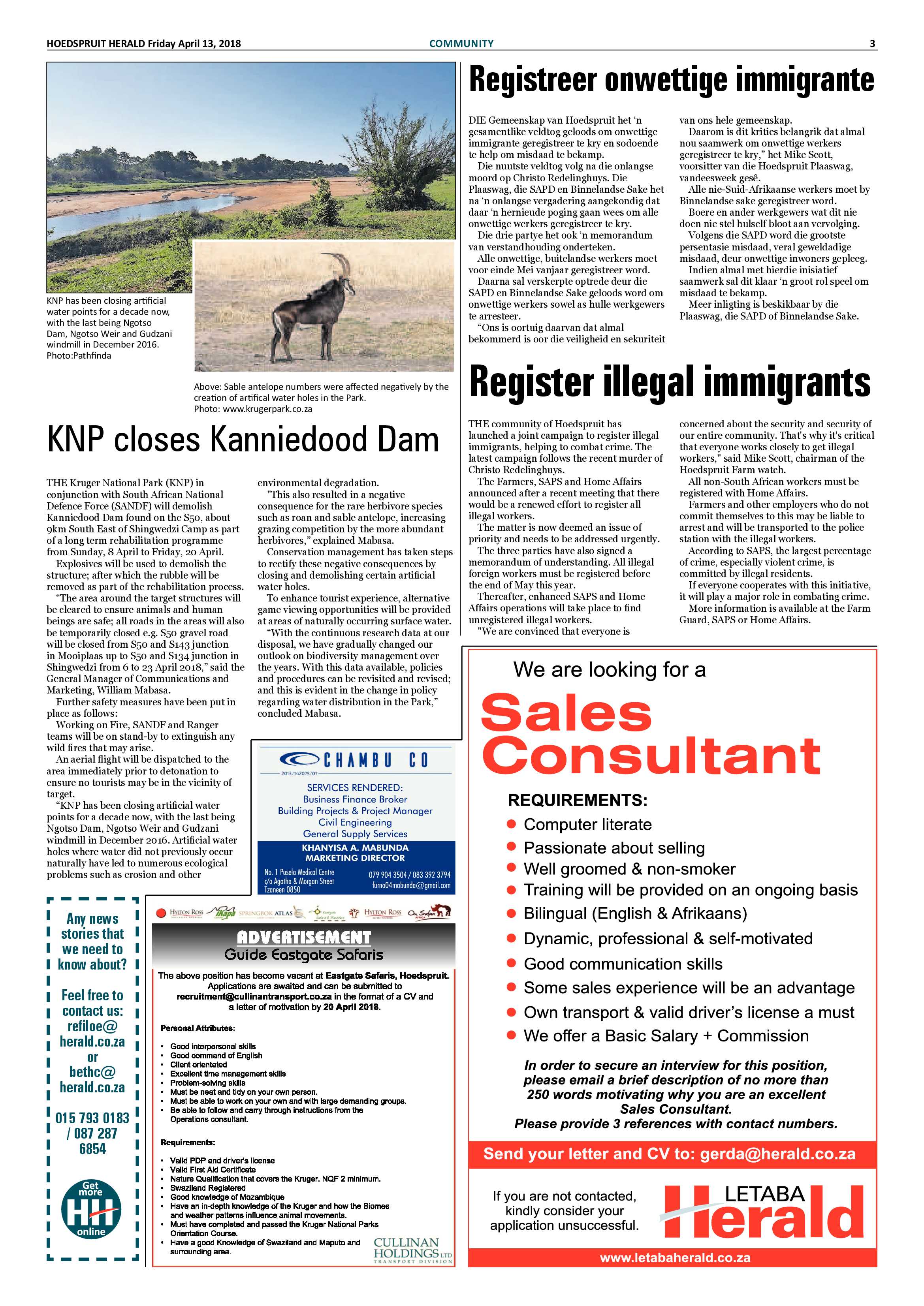 Hoedspruit Herald – 13 April 2018 page 3