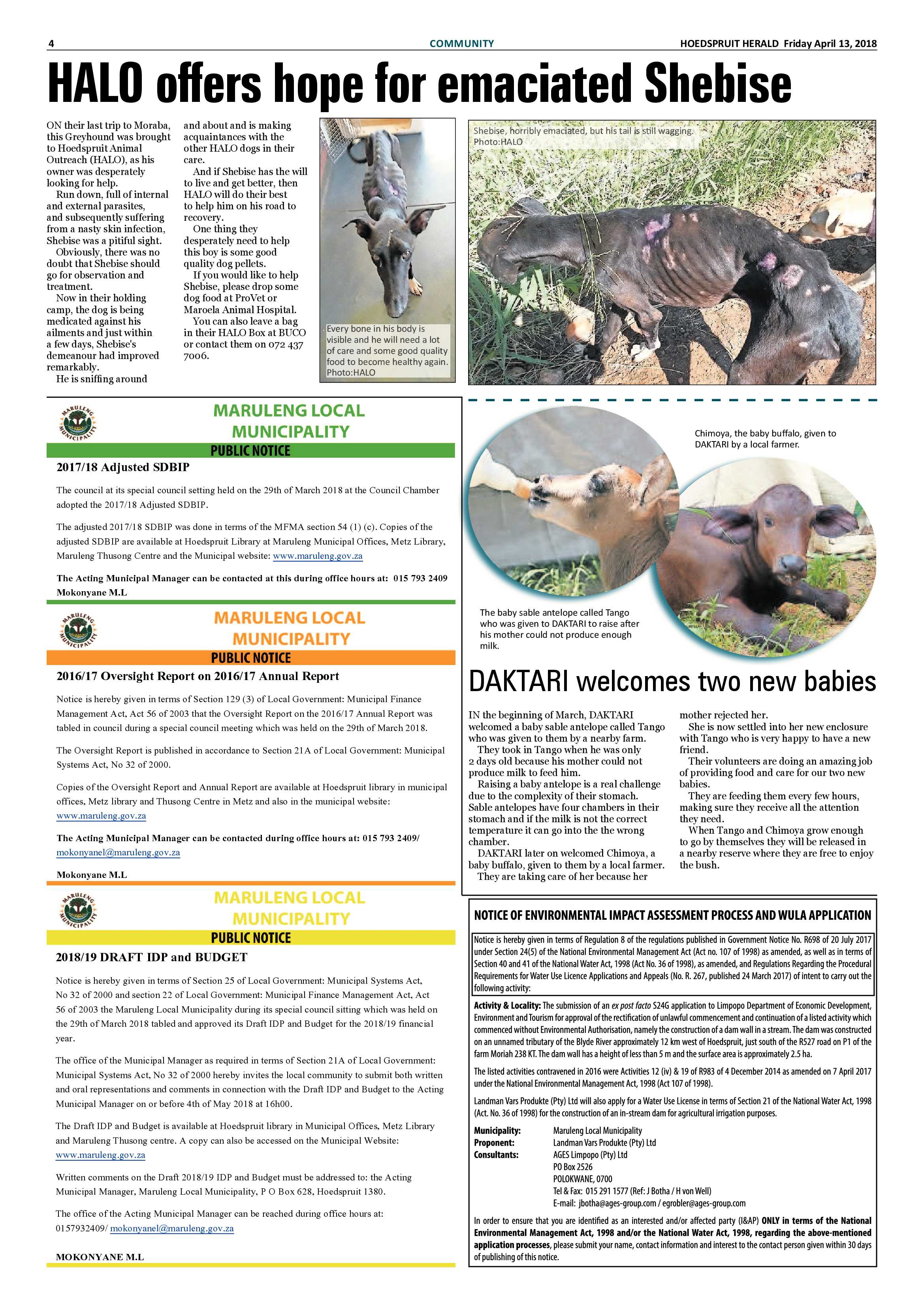 Hoedspruit Herald – 13 April 2018 page 4