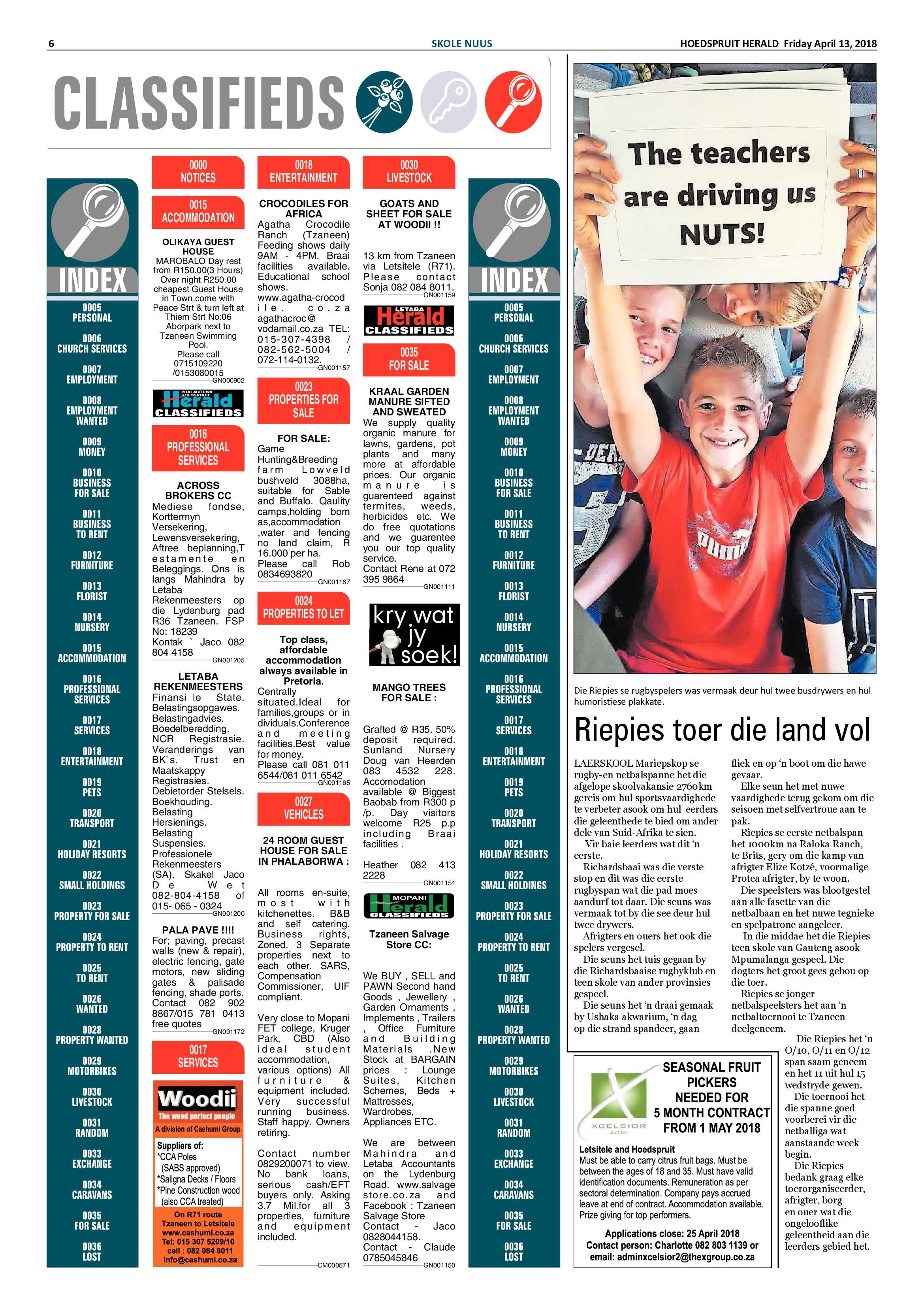 Hoedspruit Herald – 13 April 2018 page 6