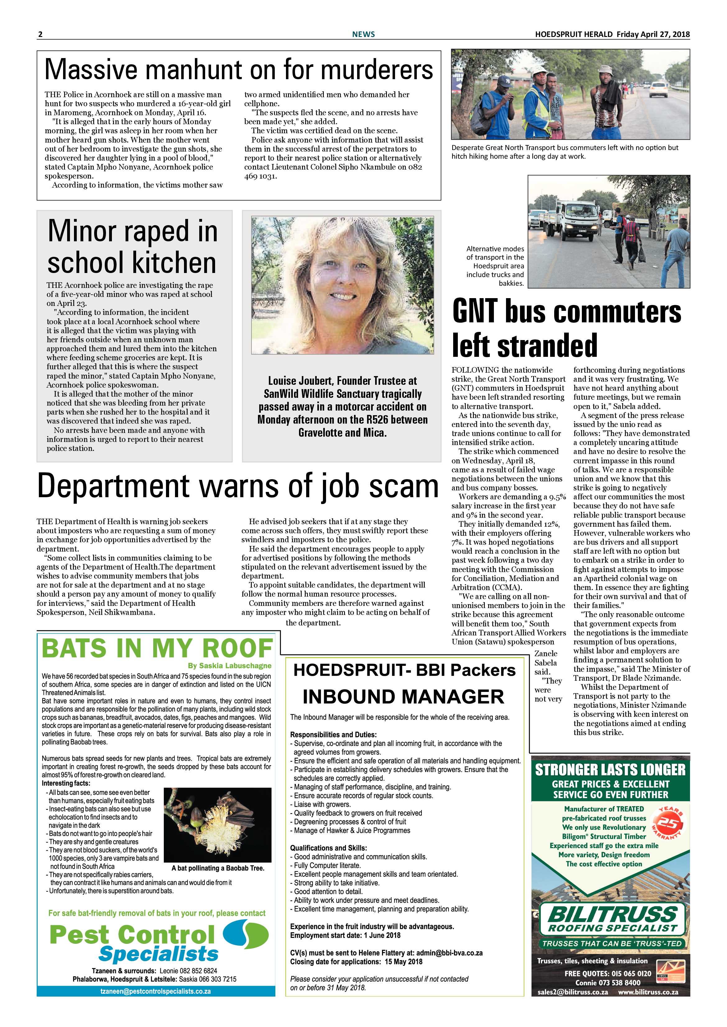 Hoedspruit Herald – 20 April 2018 page 2
