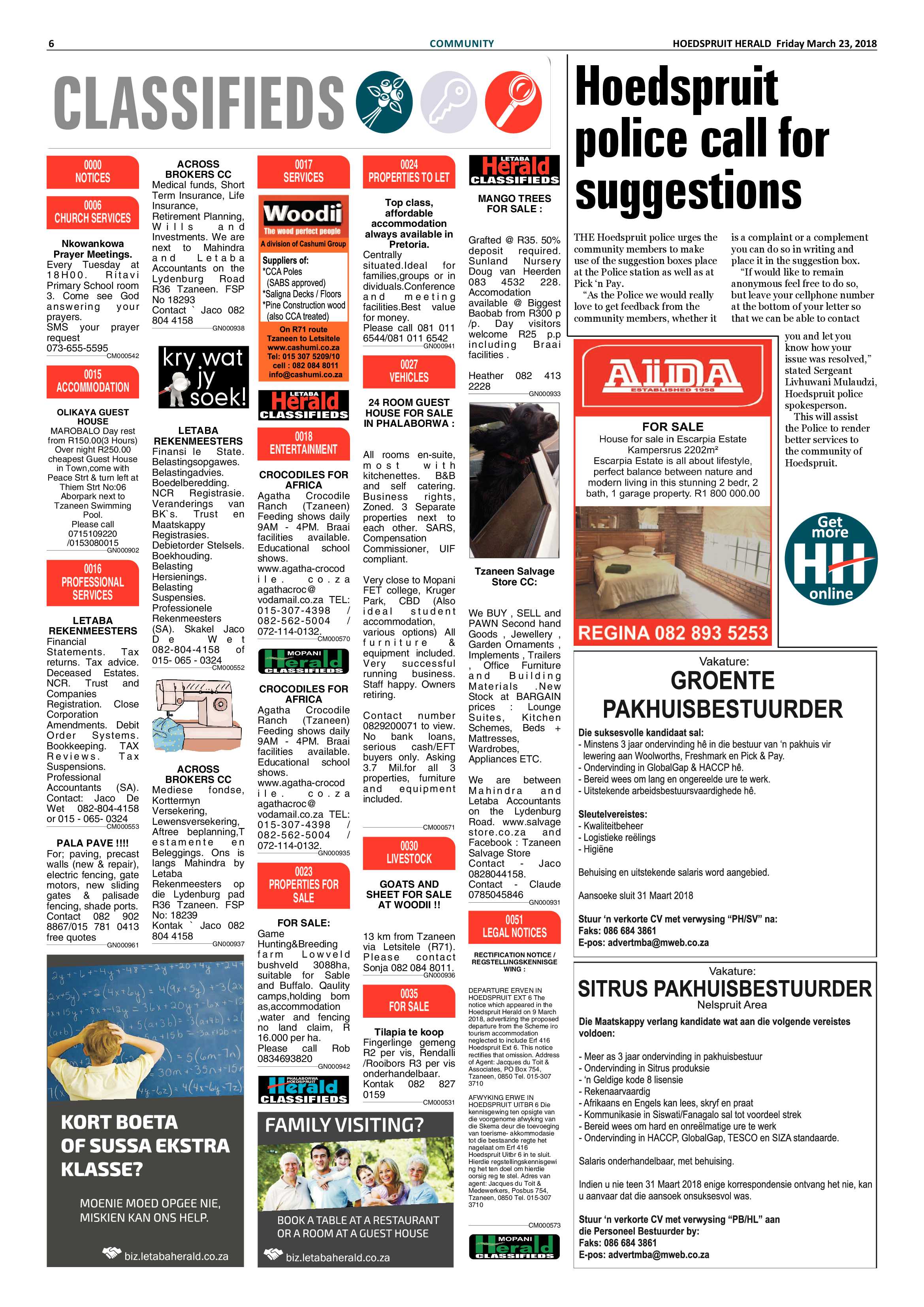 Hoedspruit Herald – 23 March 2018 page 6