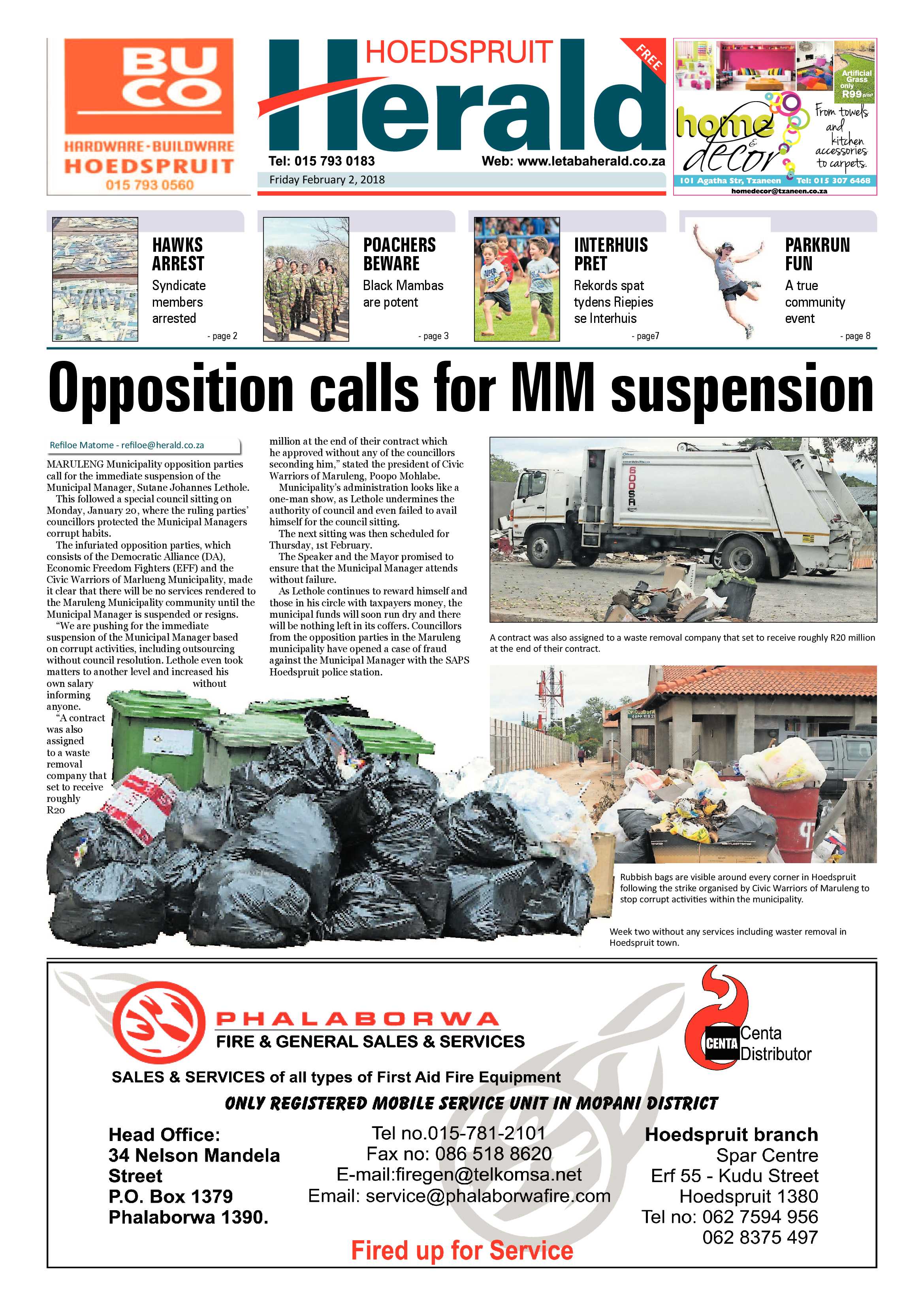 Hoedspruit Herald – 2 February 2018 page 1