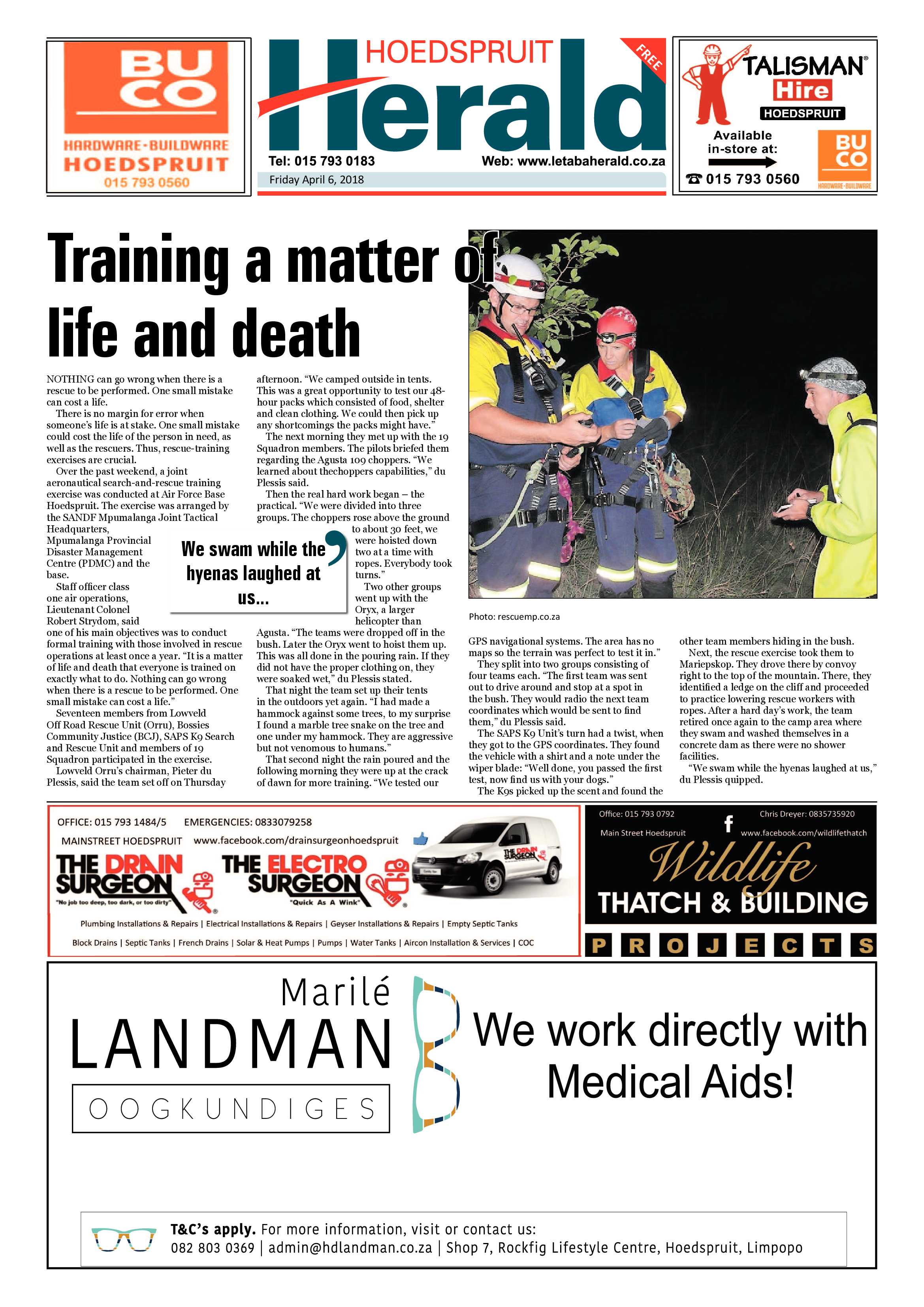 Hoedspruit Herald – 6 April 2018 page 1