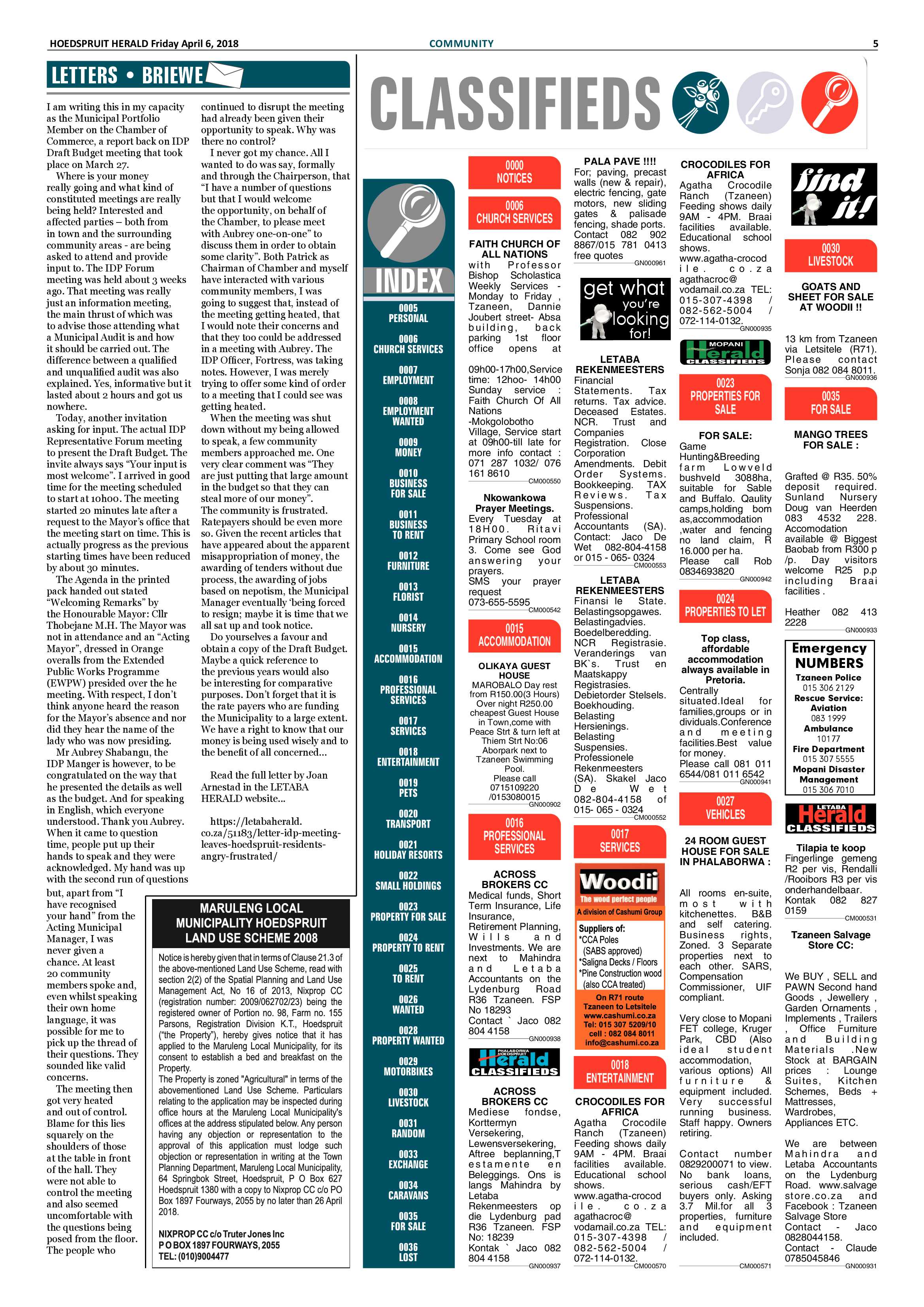 Hoedspruit Herald – 6 April 2018 page 5
