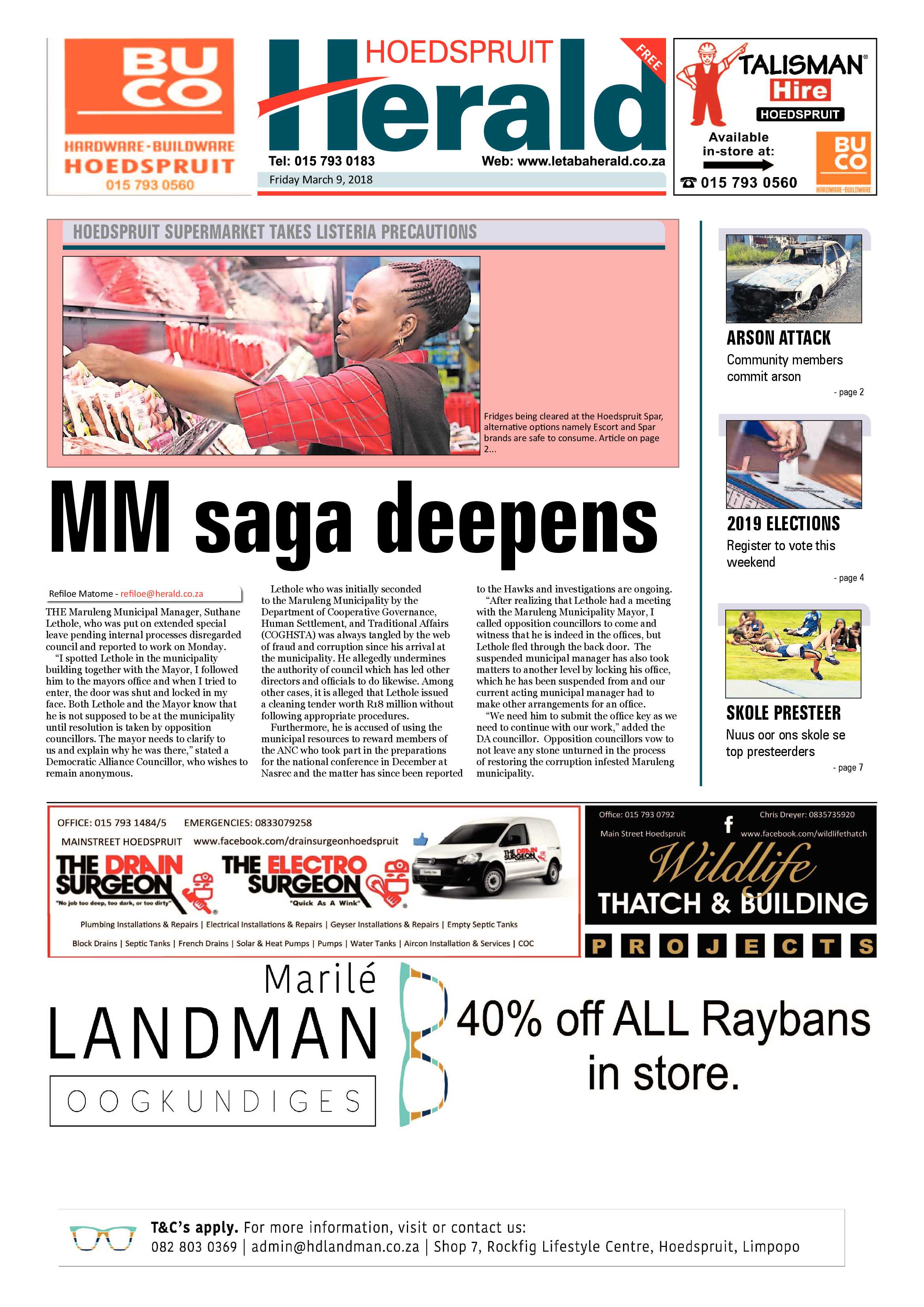 Hoedspruit Herald – 9 March 2018 page 1