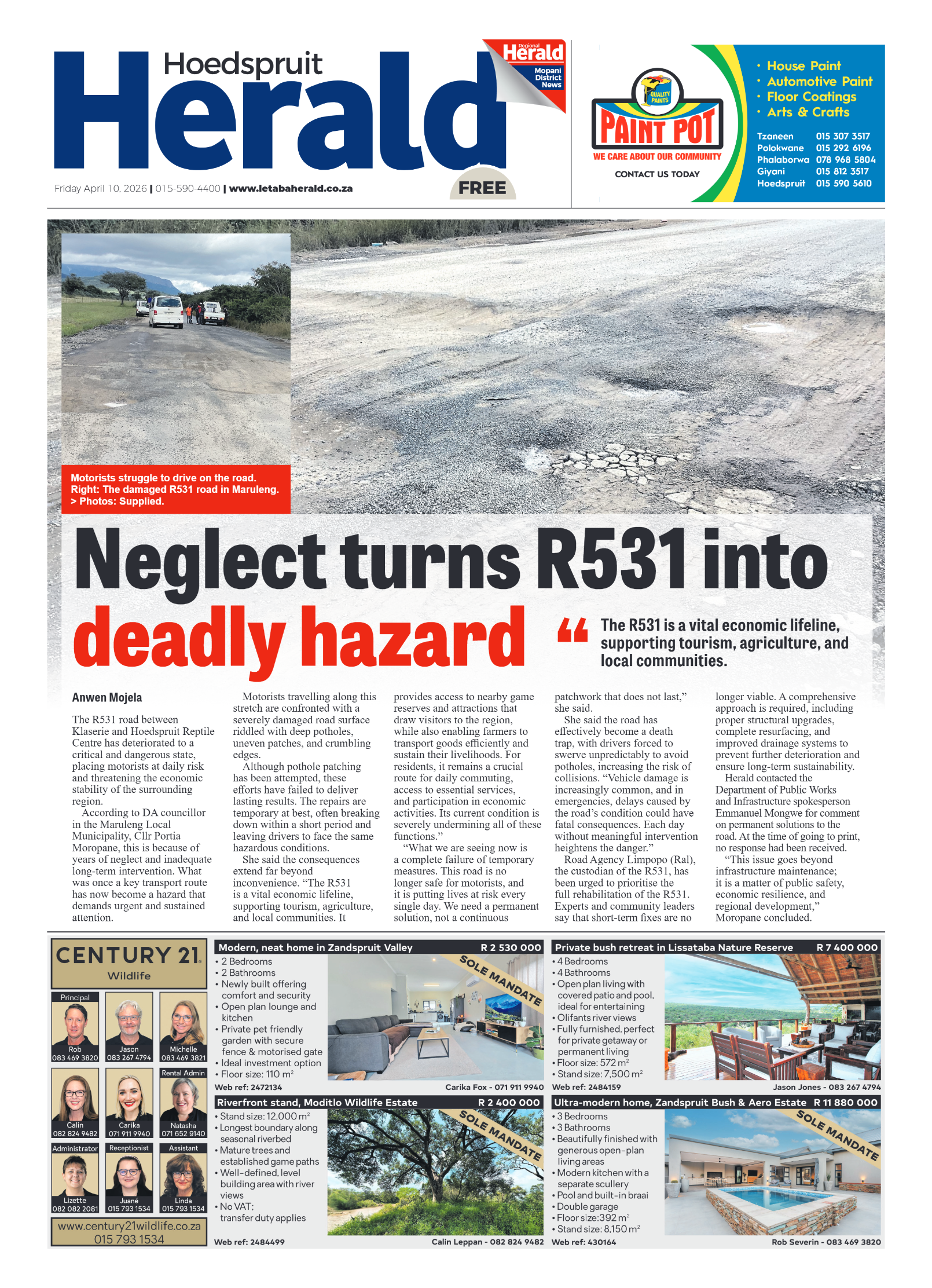 Hoedspruit Herald 10 April 2026 page 1