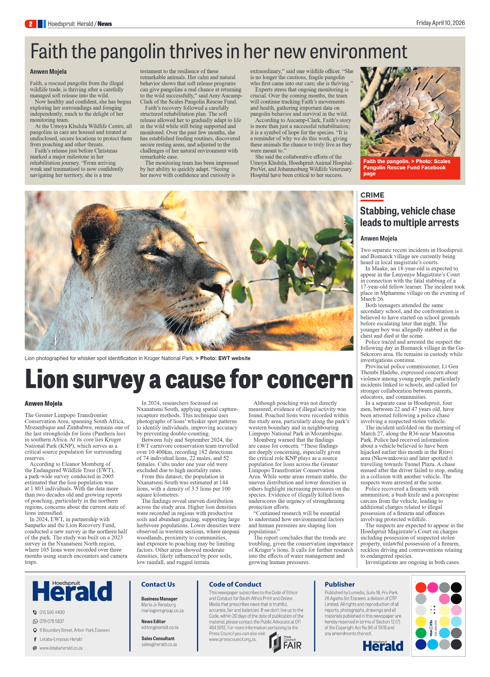 Hoedspruit Herald 10 April 2026 page 2