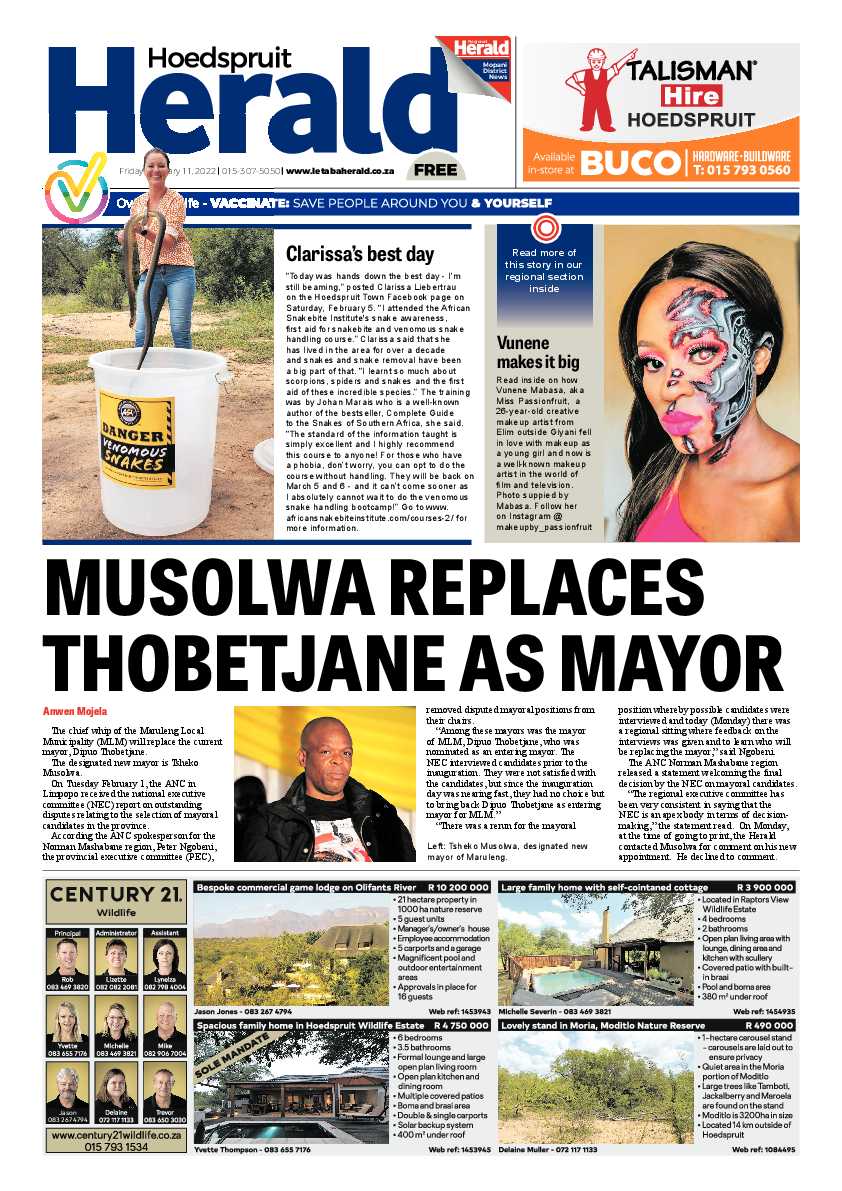 Hoedspruit Herald 11 Feb 2022 page 1
