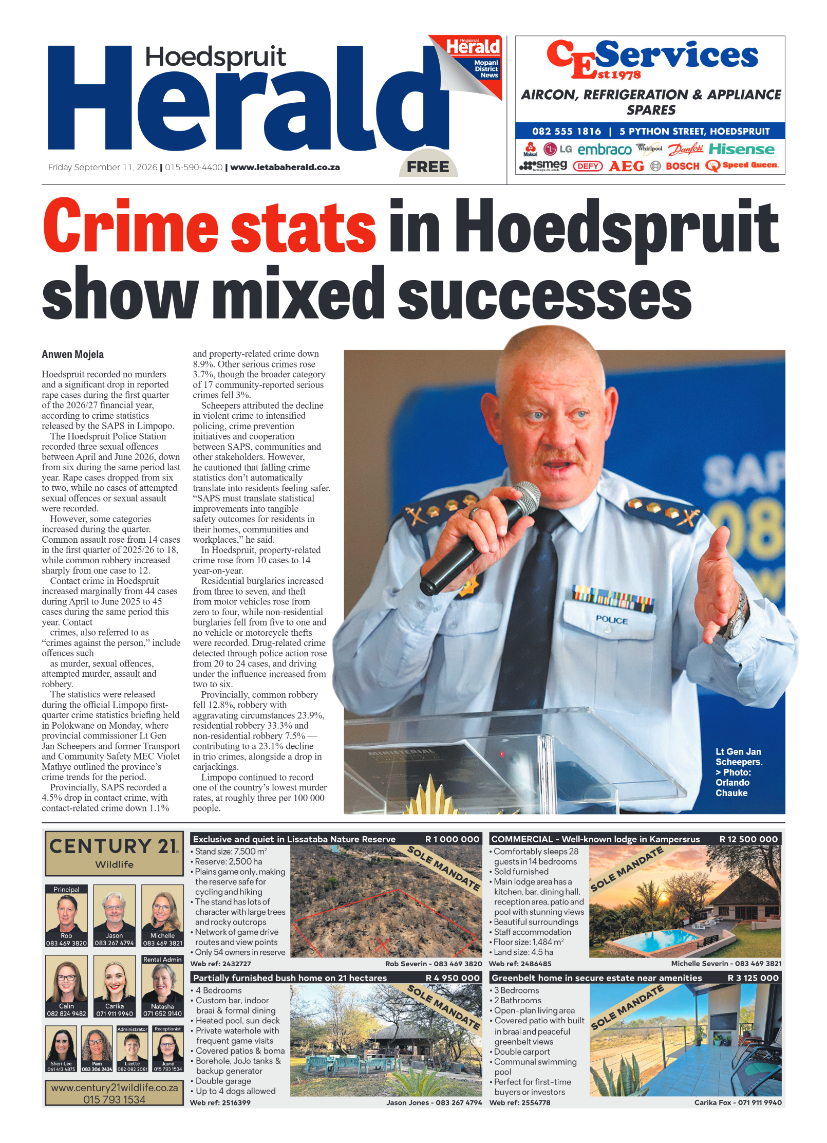 Hoedspruit Herald 11 September 2026 page 1