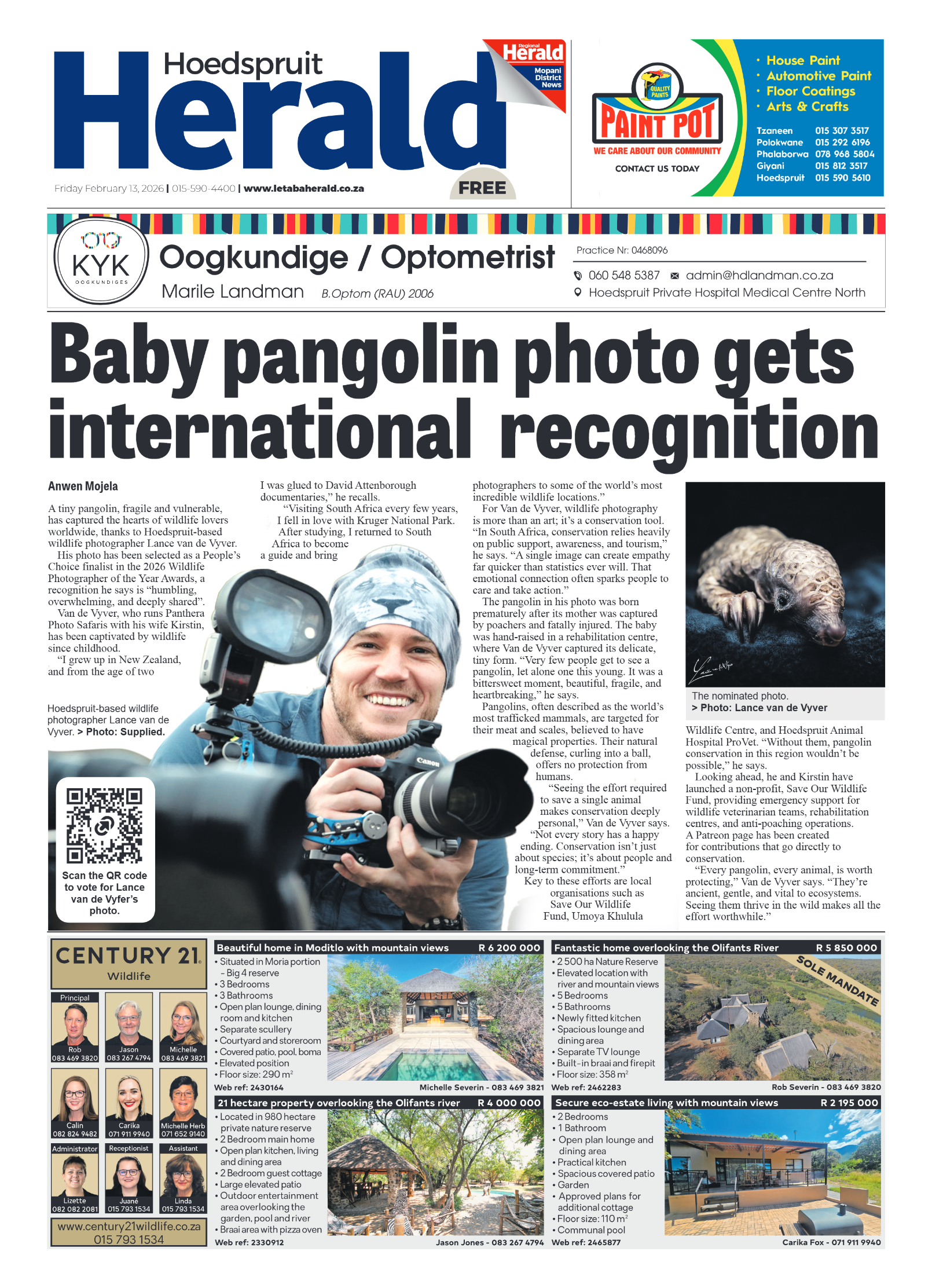 Hoedspruit Herald 13 Feb 2026 page 1