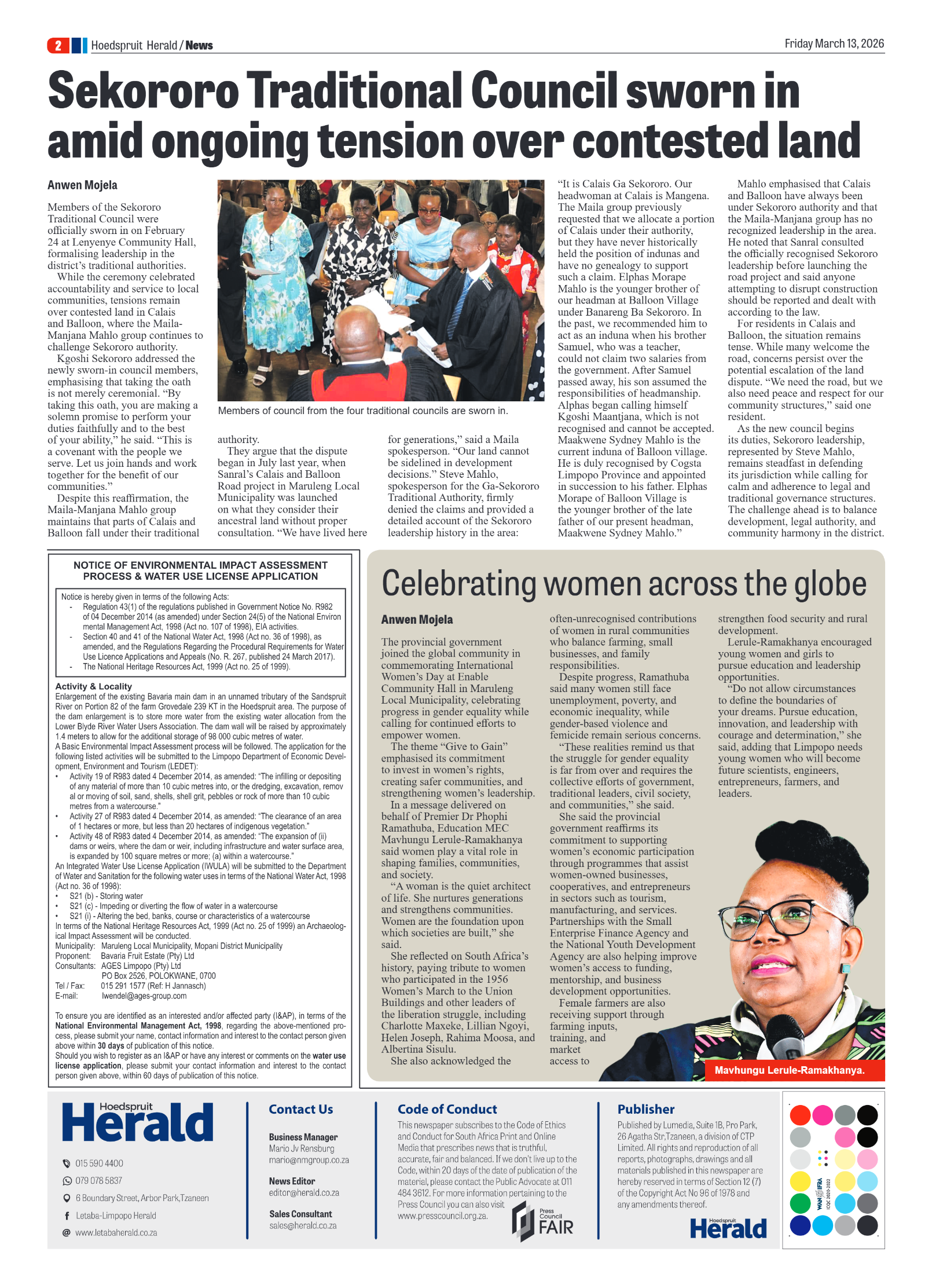 Hoedspruit Herald 13 March 2026 page 2