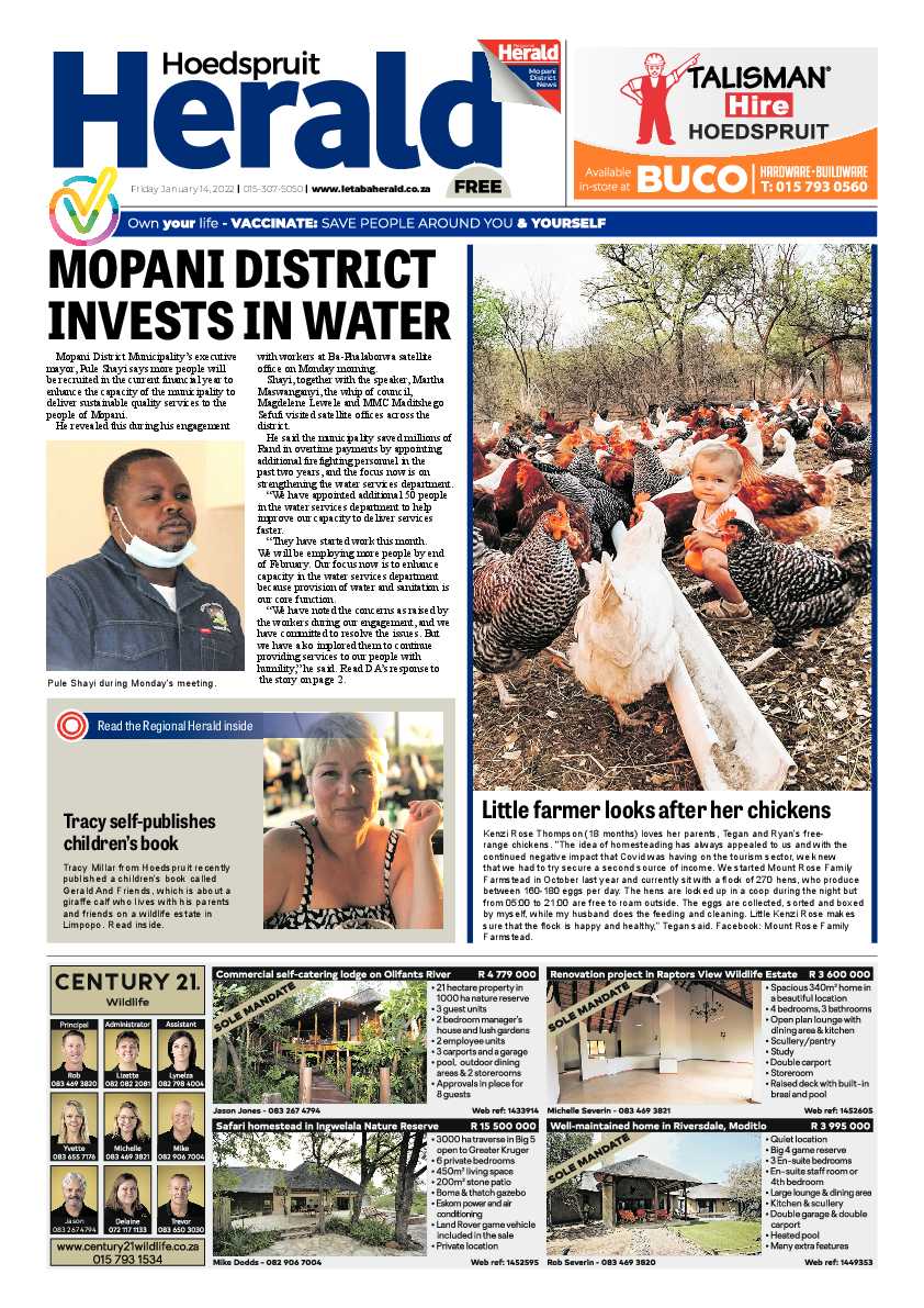 Hoedspruit Herald 14 Jan 2022 page 1