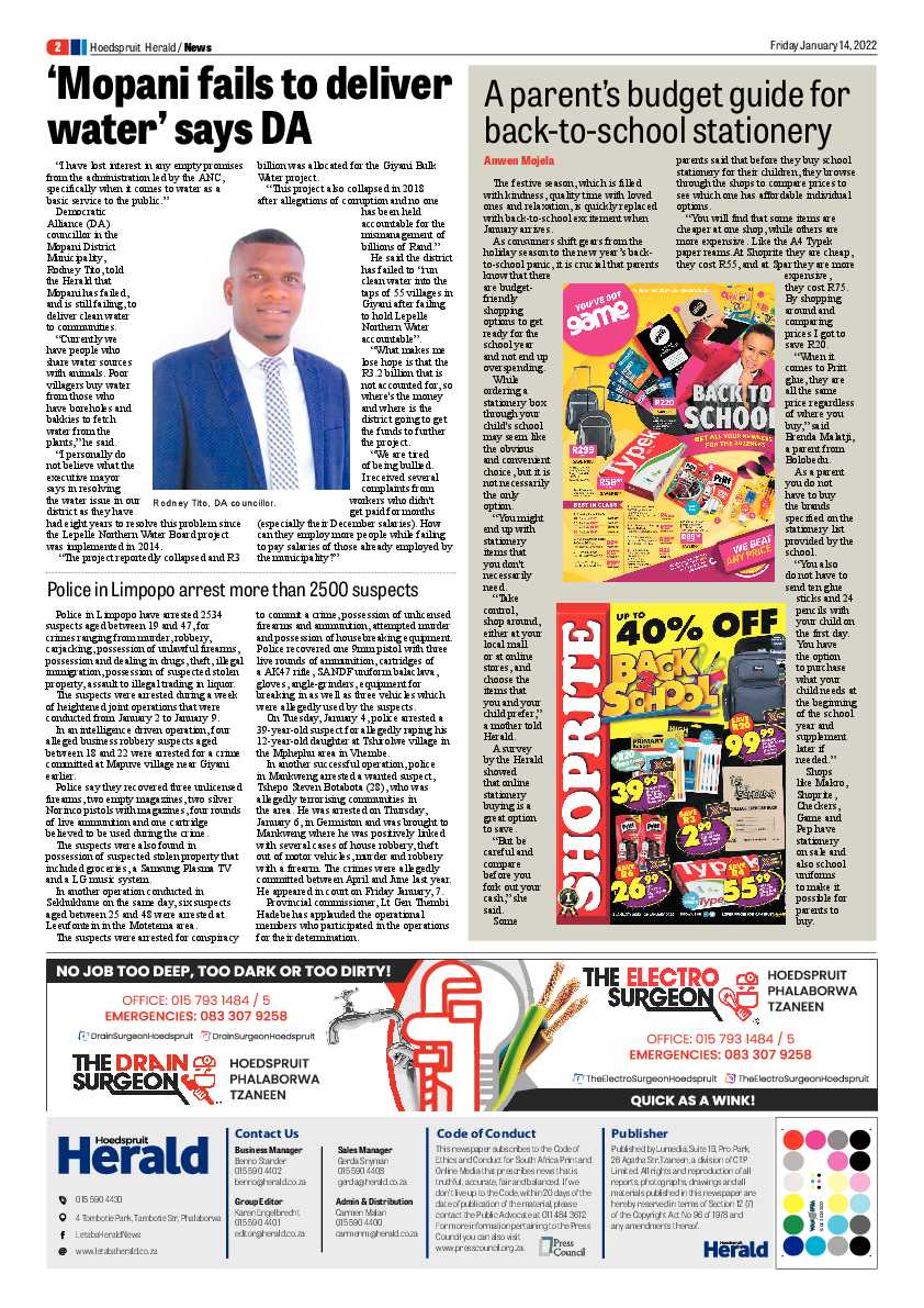 Hoedspruit Herald 14 Jan 2022 page 2