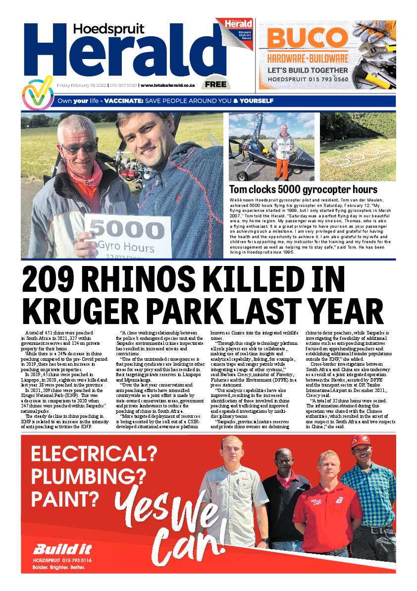 Hoedspruit Herald 18 Feb 2022 page 1
