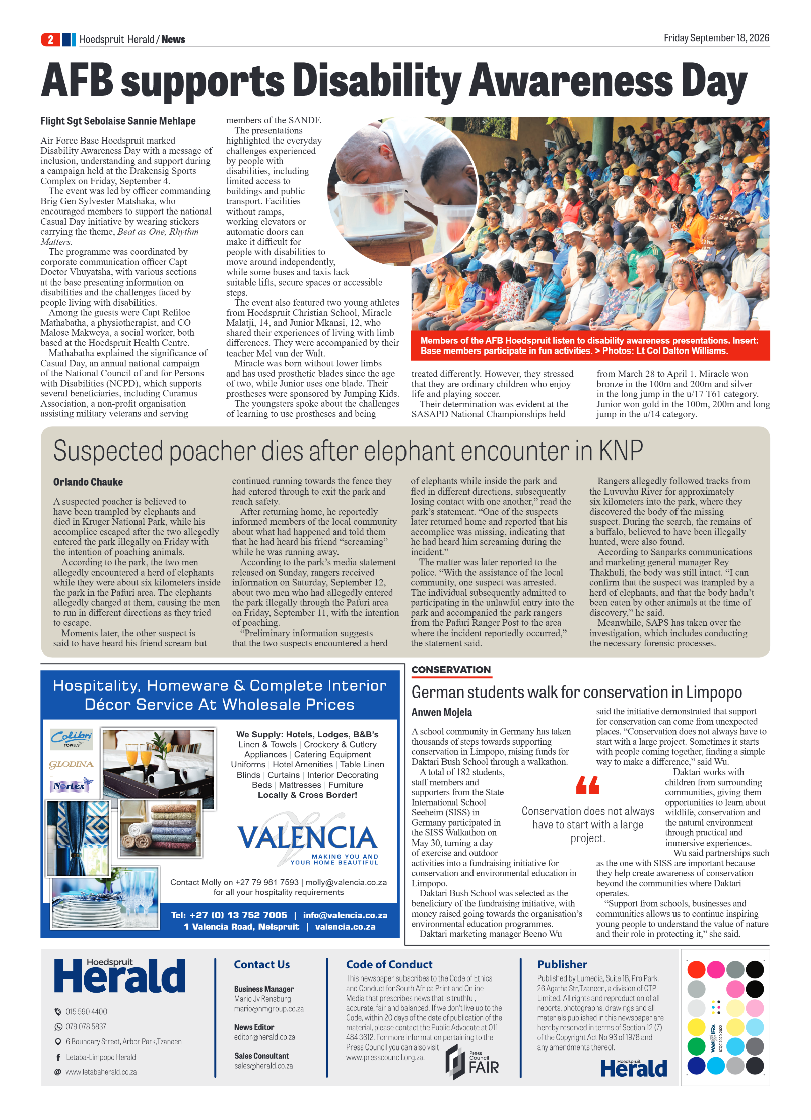 Hoedspruit Herald 18 September 2026 page 2