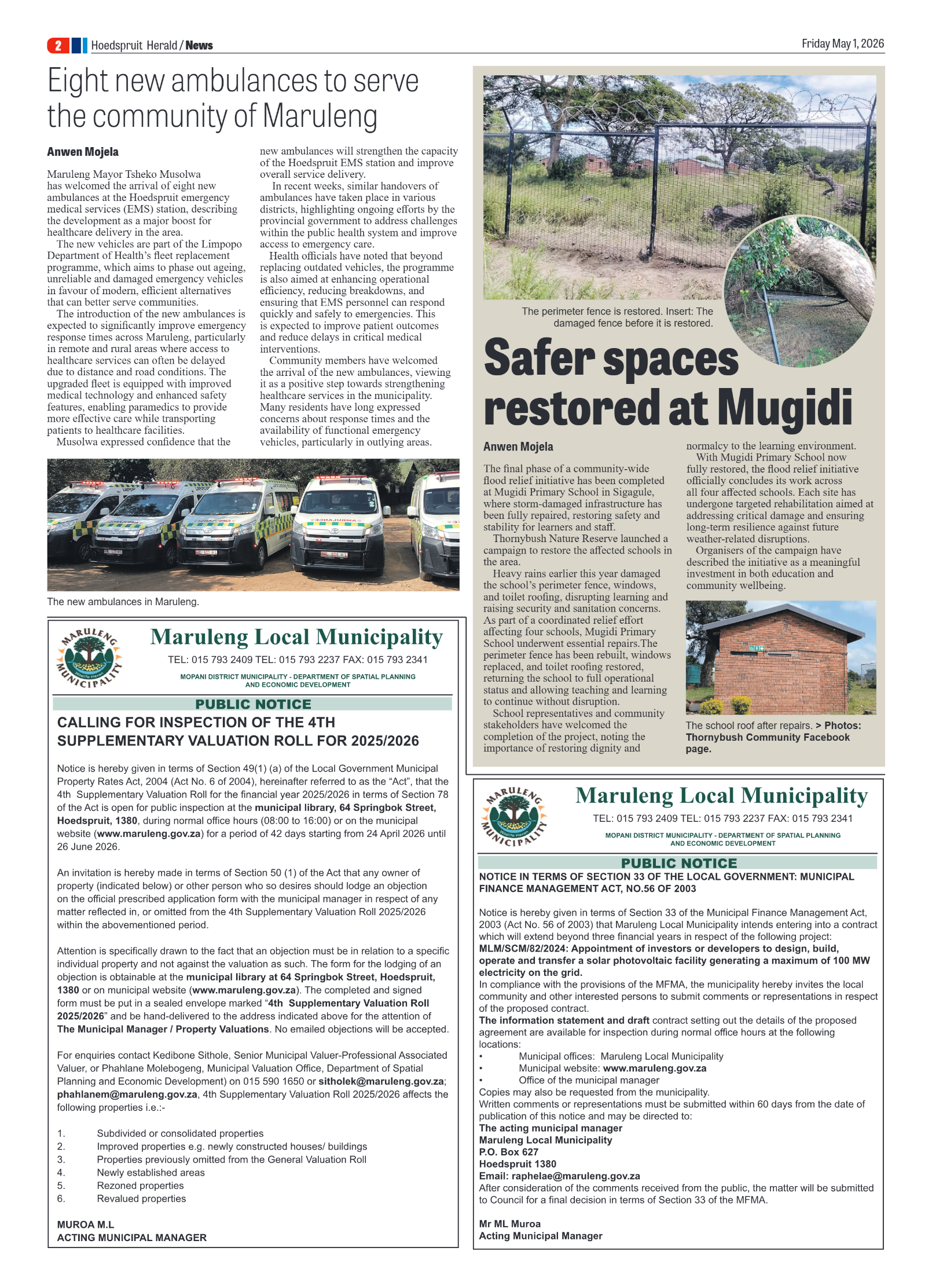 Hoedspruit Herald 1 May 2026 page 2