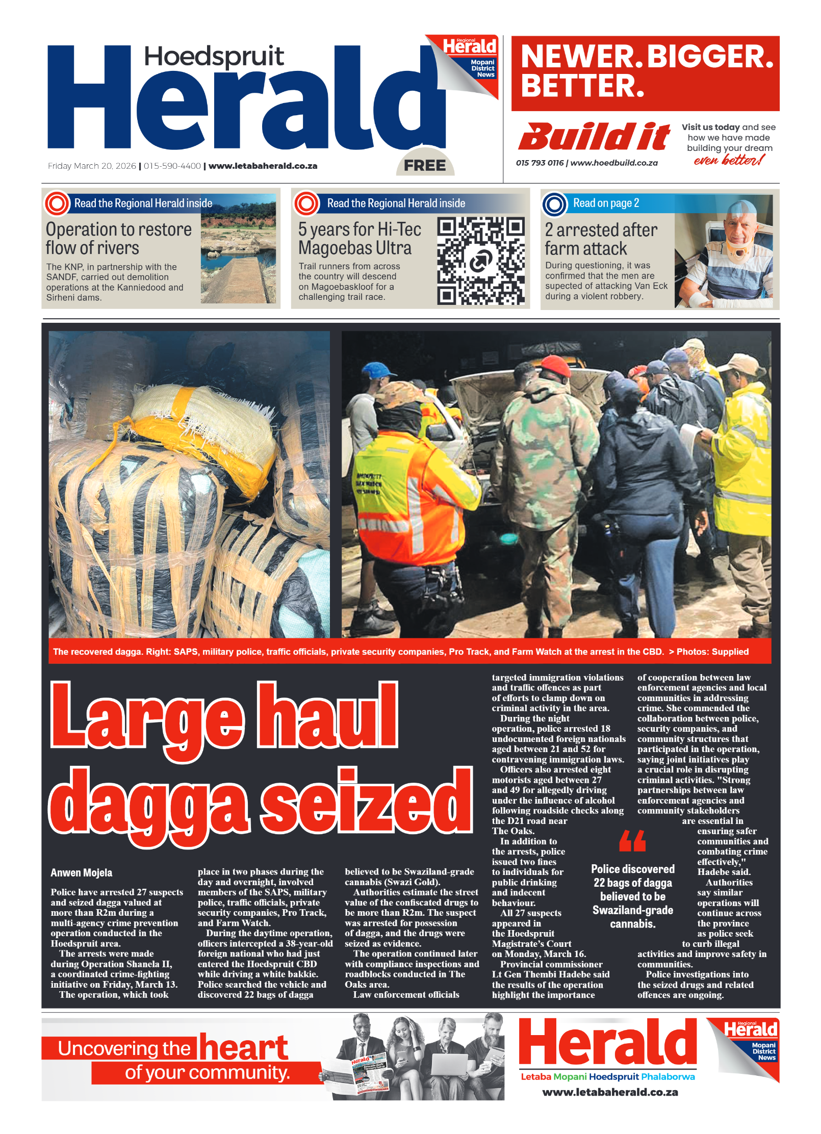 Hoedspruit Herald 20 March 2026 page 1