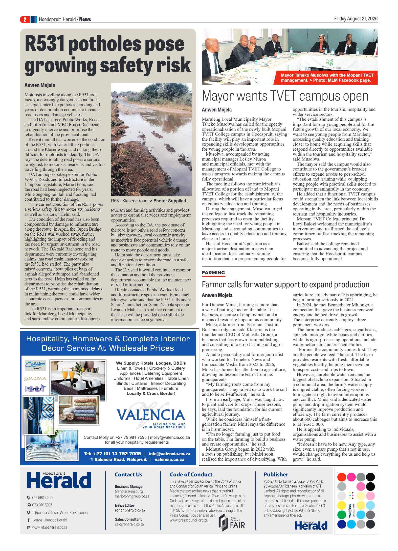 Hoedspruit Herald 21 August 2026 page 2