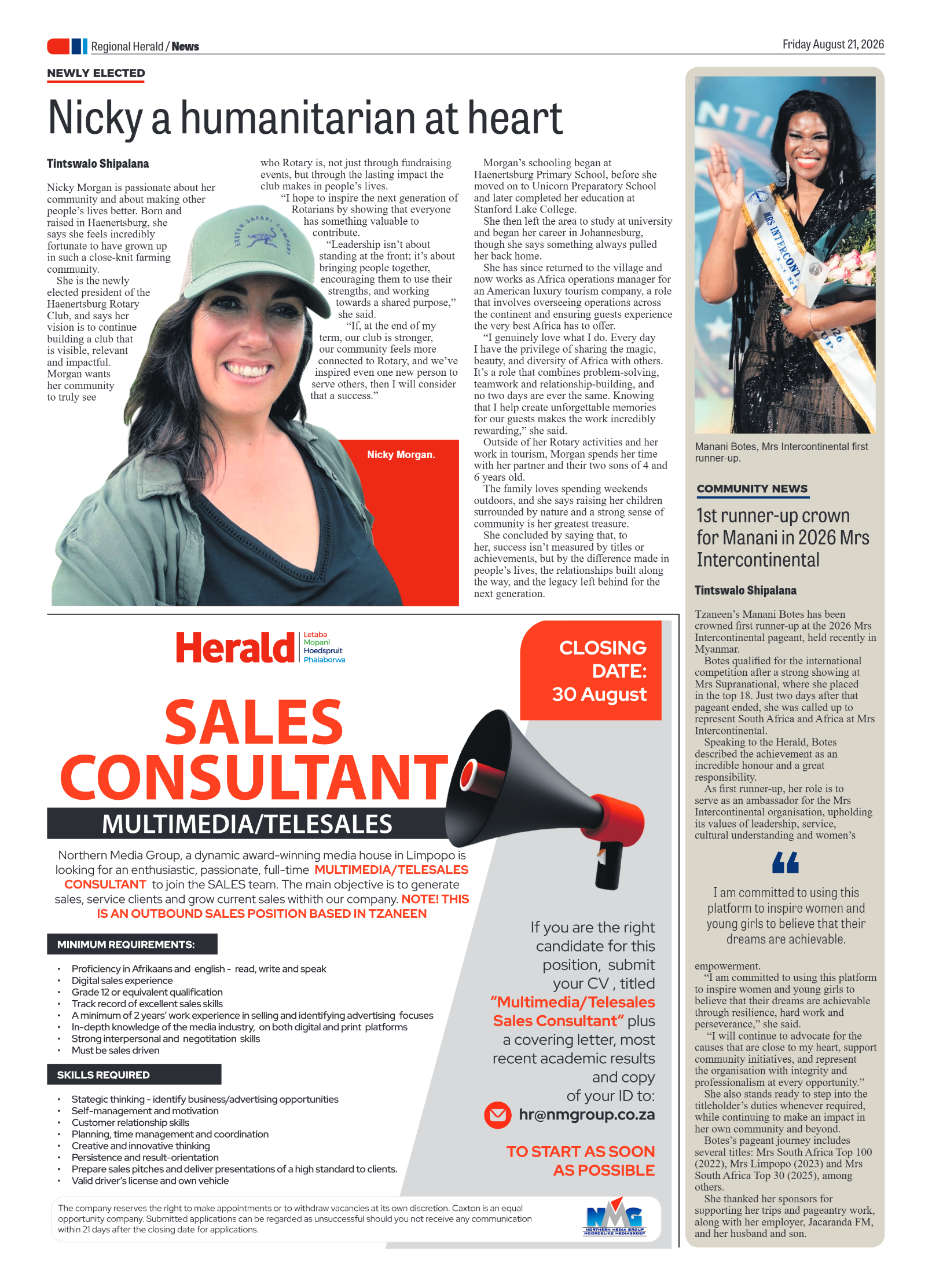 Hoedspruit Herald 21 August 2026 page 4