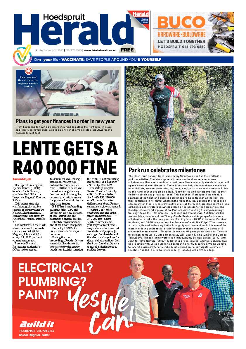 Hoedspruit Herald 21 Jan 2022 page 1