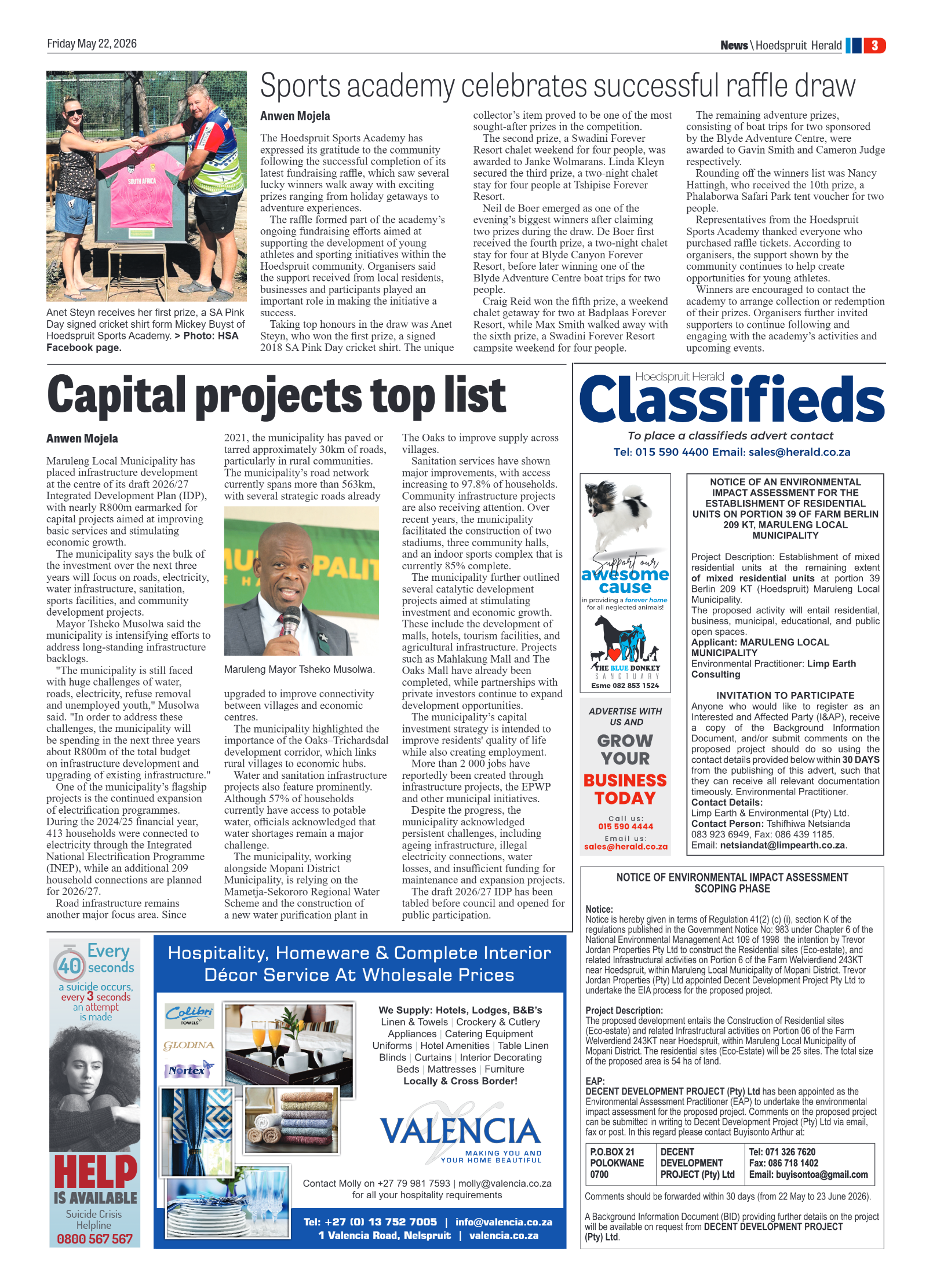 Hoedspruit Herald 22 May 2026 page 7