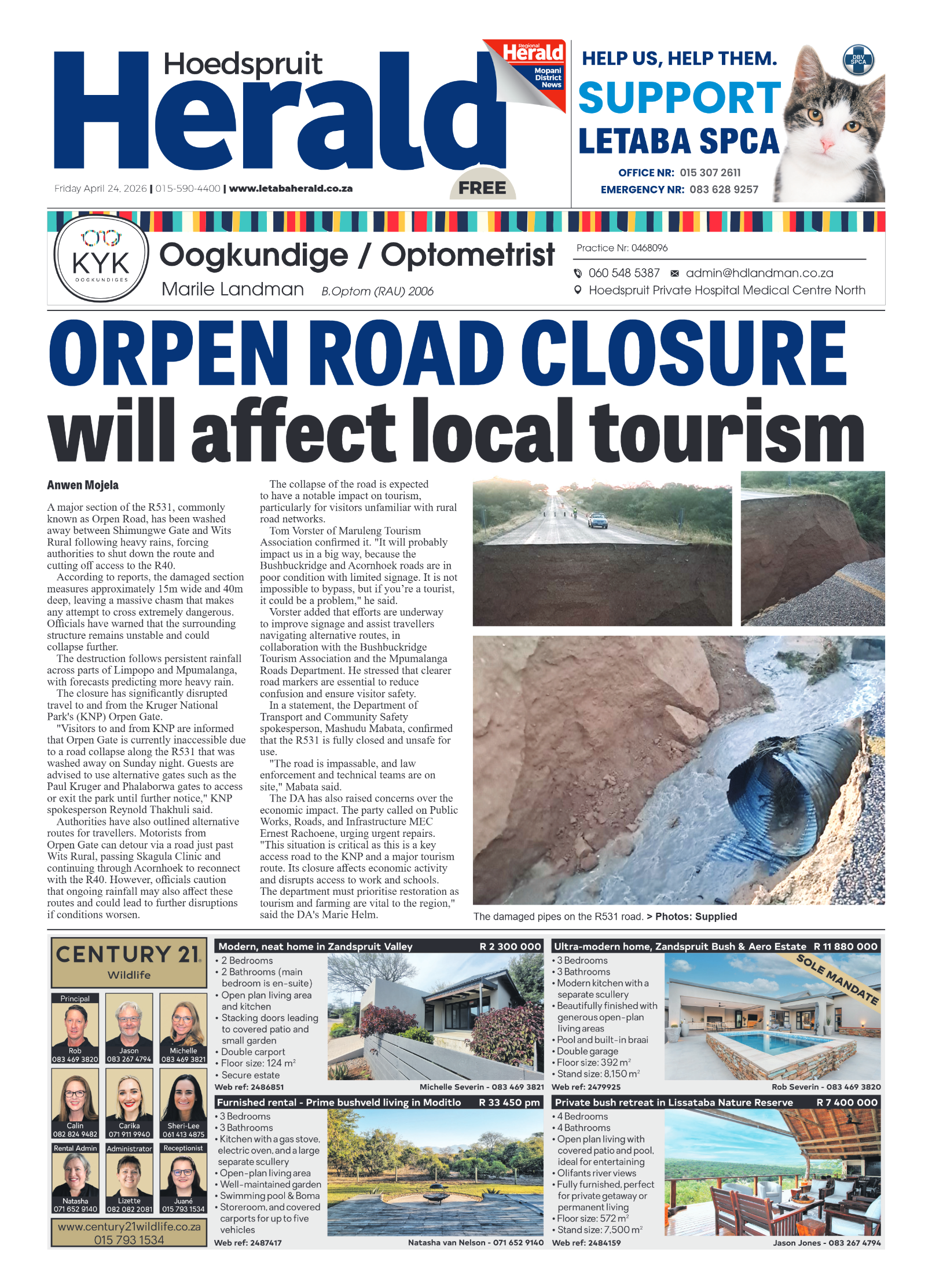 Hoedspruit Herald 24 April 2026 page 1