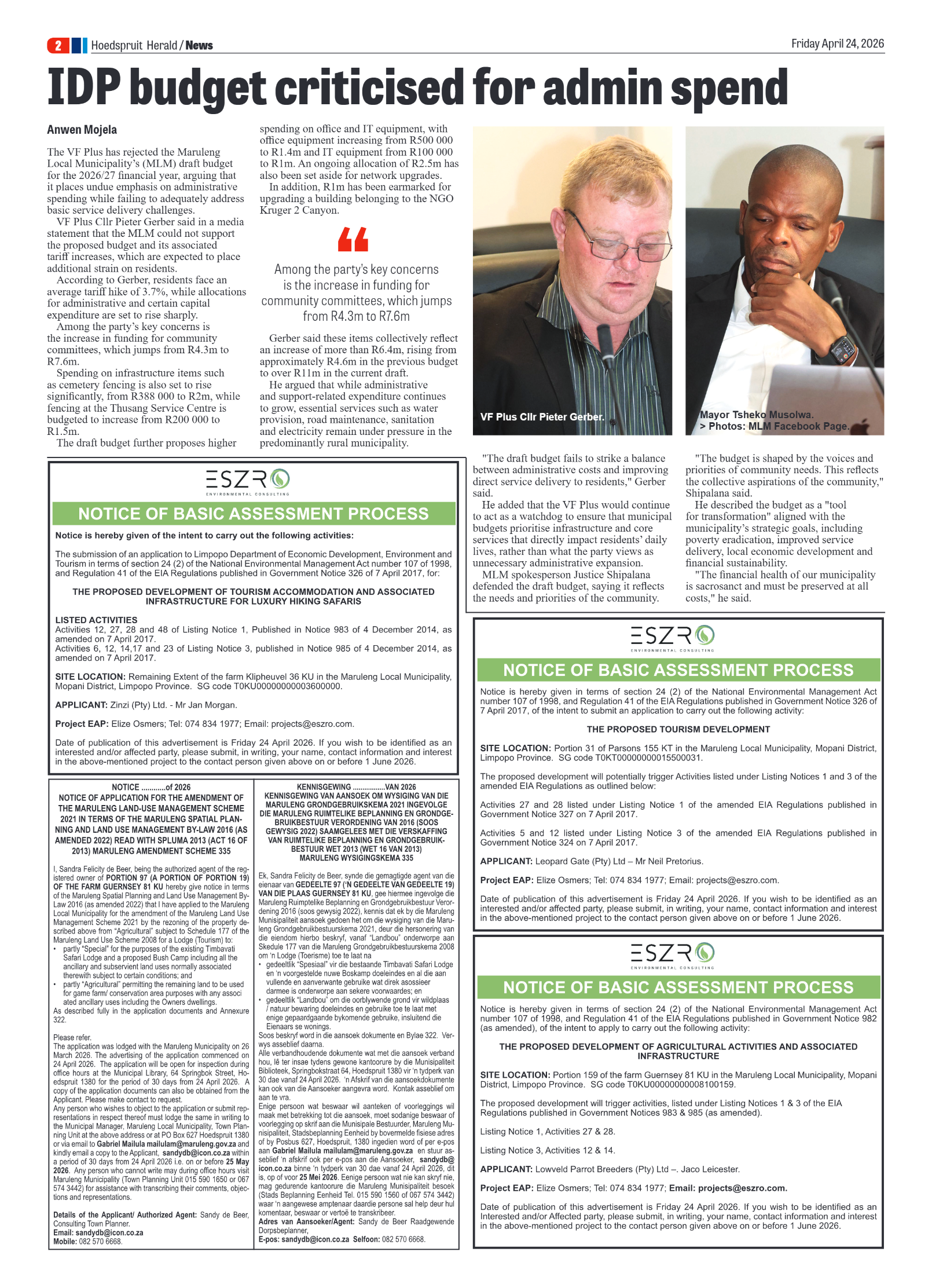 Hoedspruit Herald 24 April 2026 page 2