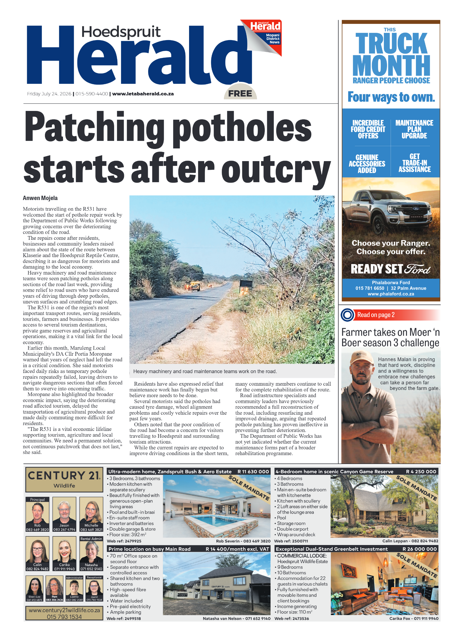 Hoedspruit Herald 24 July 2026 page 1