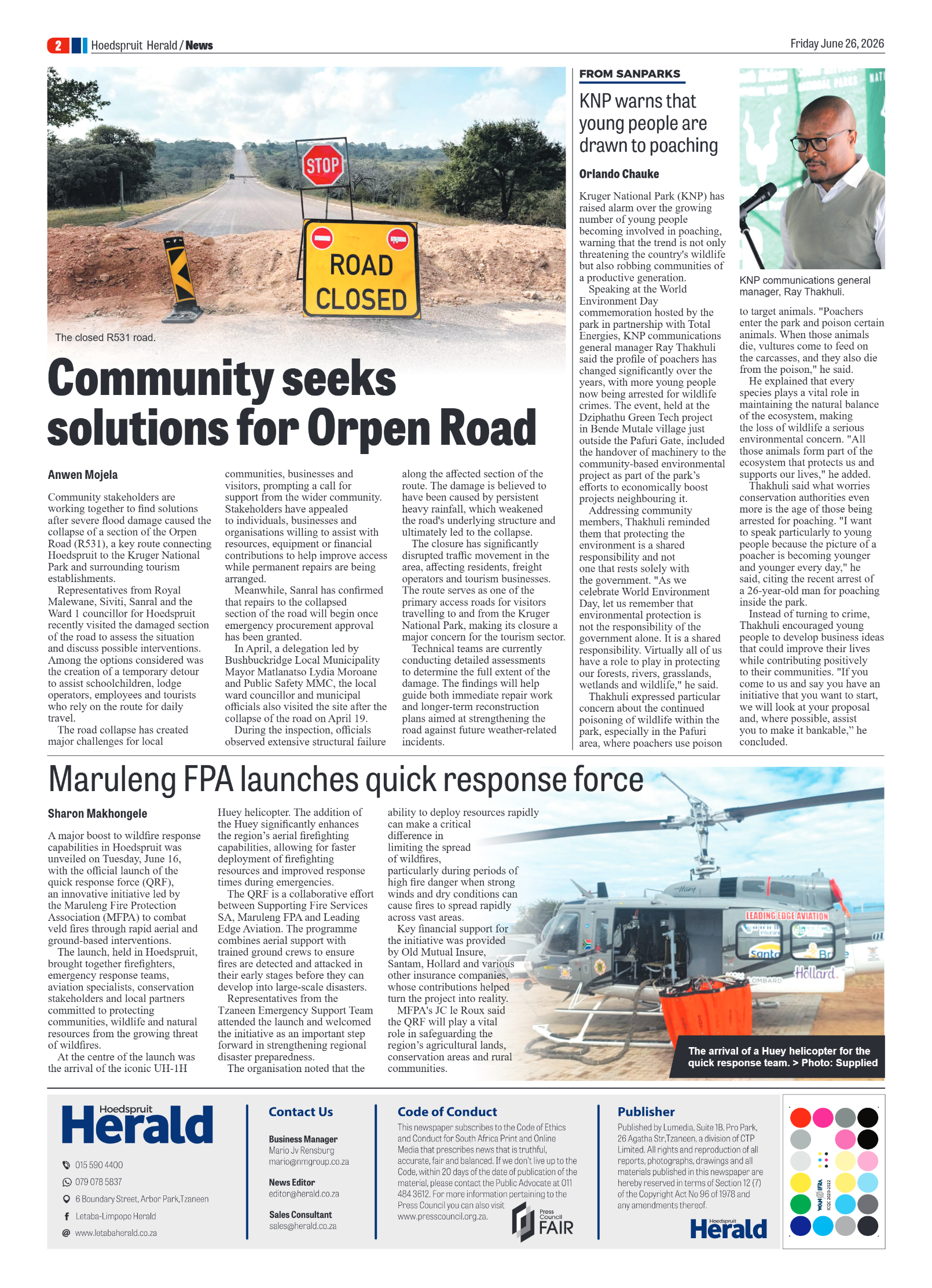 Hoedspruit Herald 26 June 2026 page 2