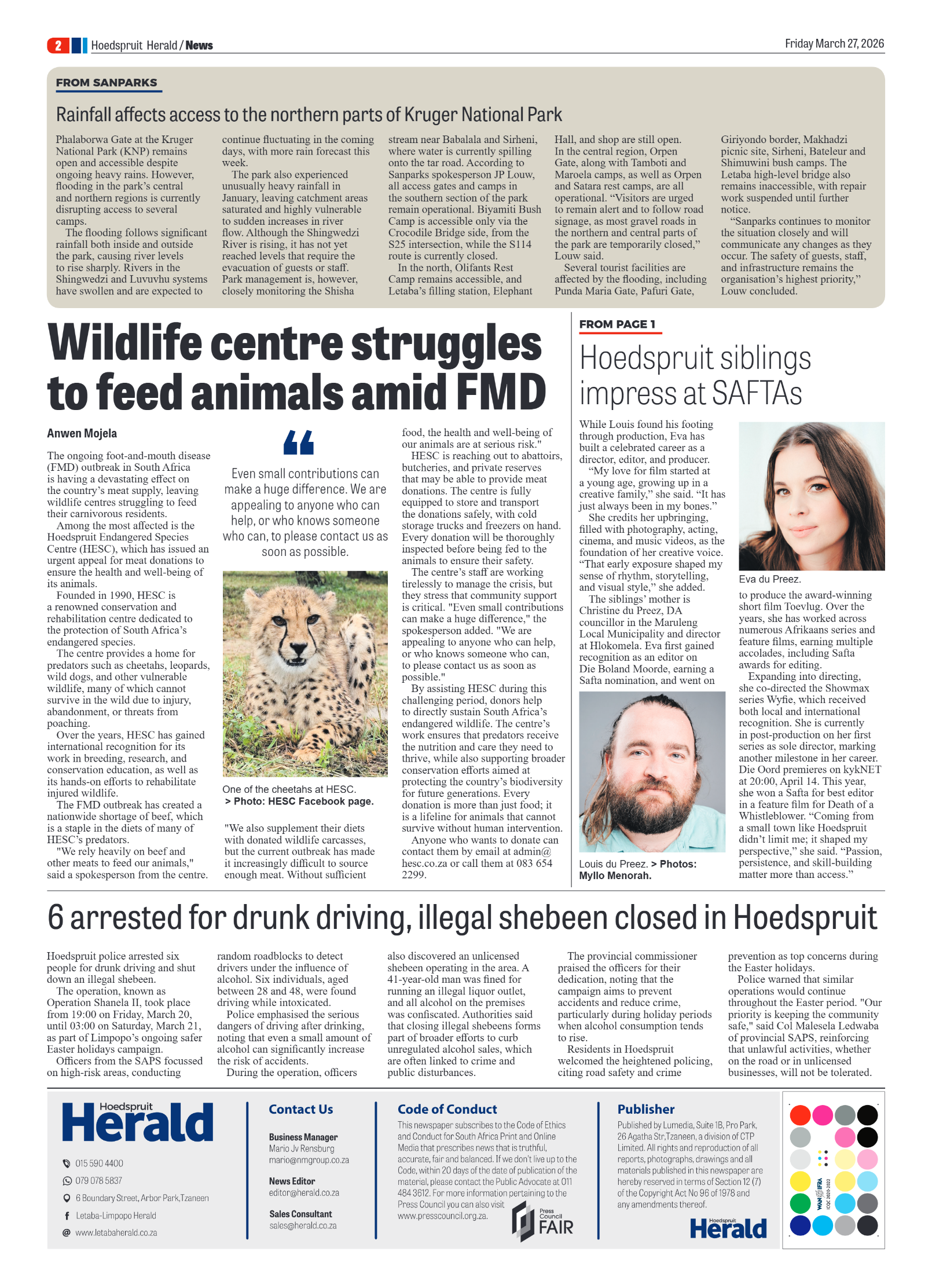 Hoedspruit Herald 27 March 2026 page 2