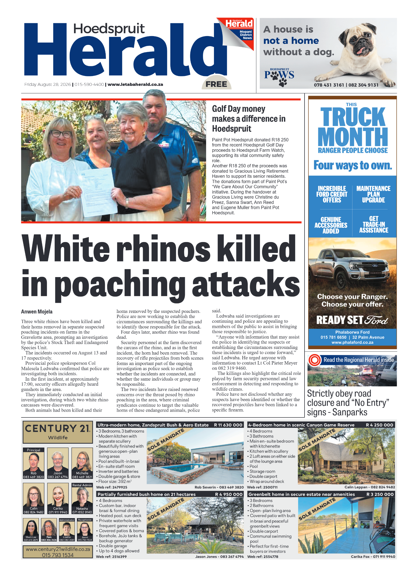 Hoedspruit Herald 28 August 2026 page 1