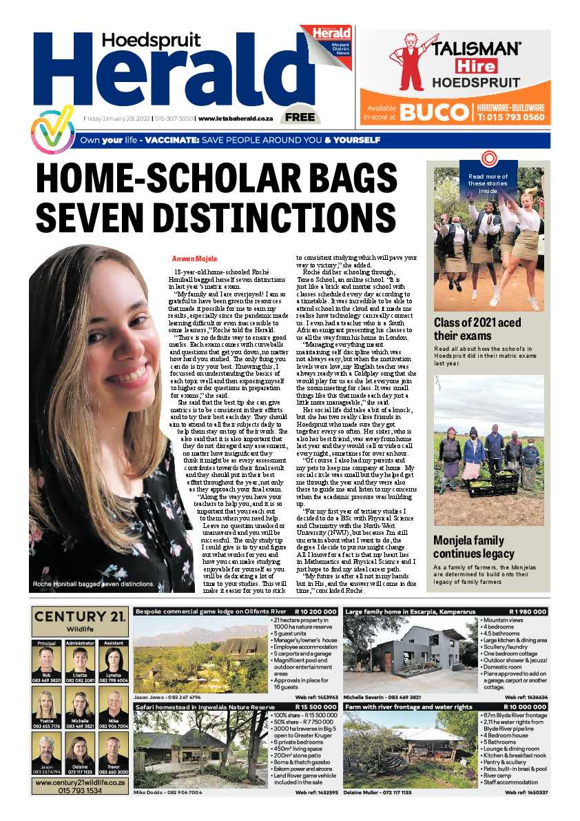Hoedspruit Herald 28 Jan 2022 page 1
