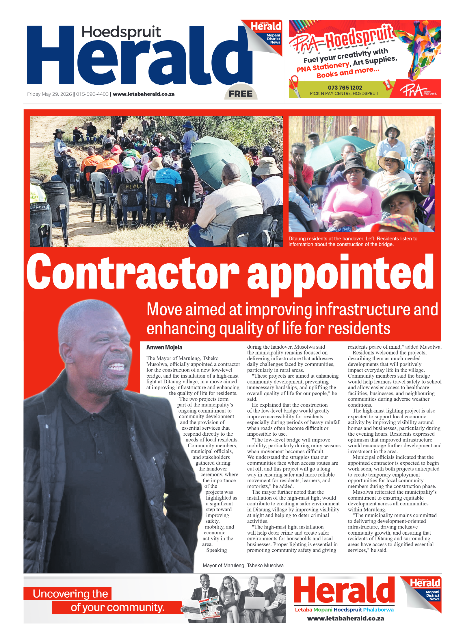 Hoedspruit Herald 29 May 2026 page 1