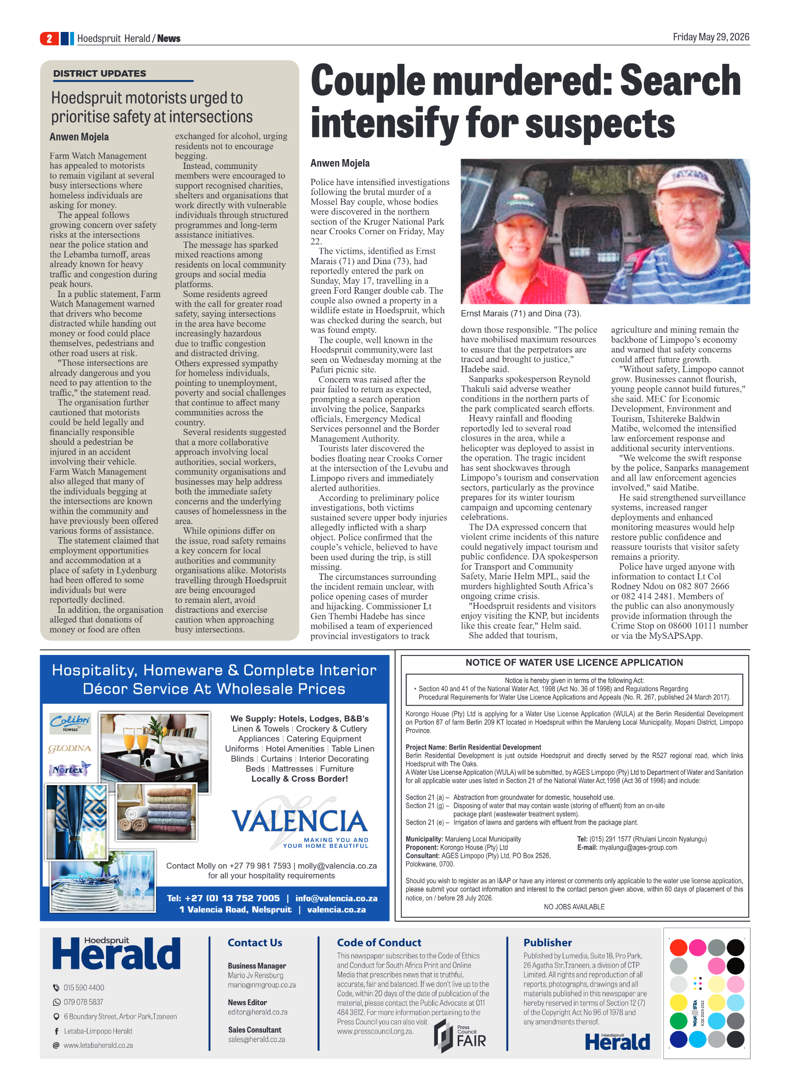 Hoedspruit Herald 29 May 2026 page 2