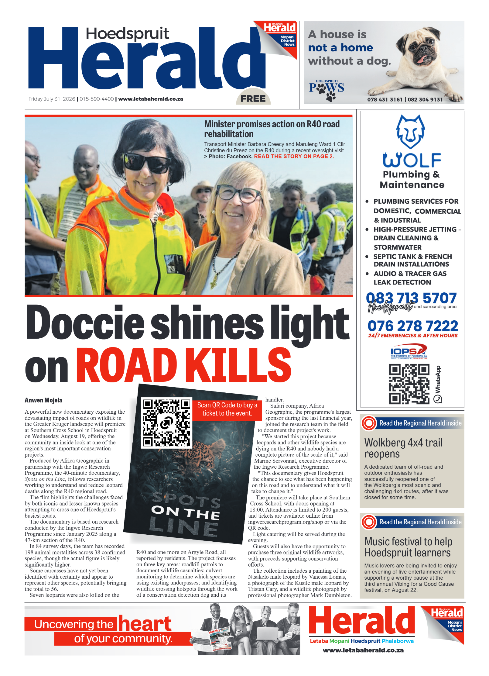 Hoedspruit Herald 31 July 2026 page 1