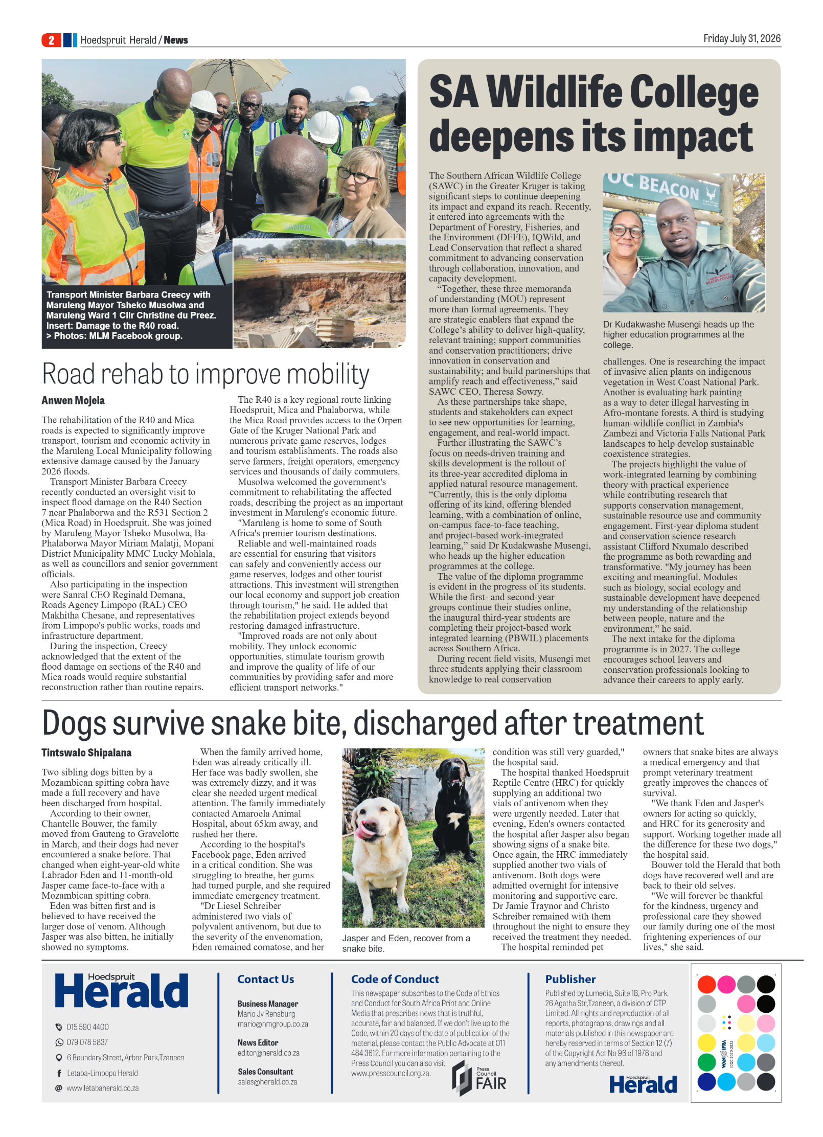 Hoedspruit Herald 31 July 2026 page 2