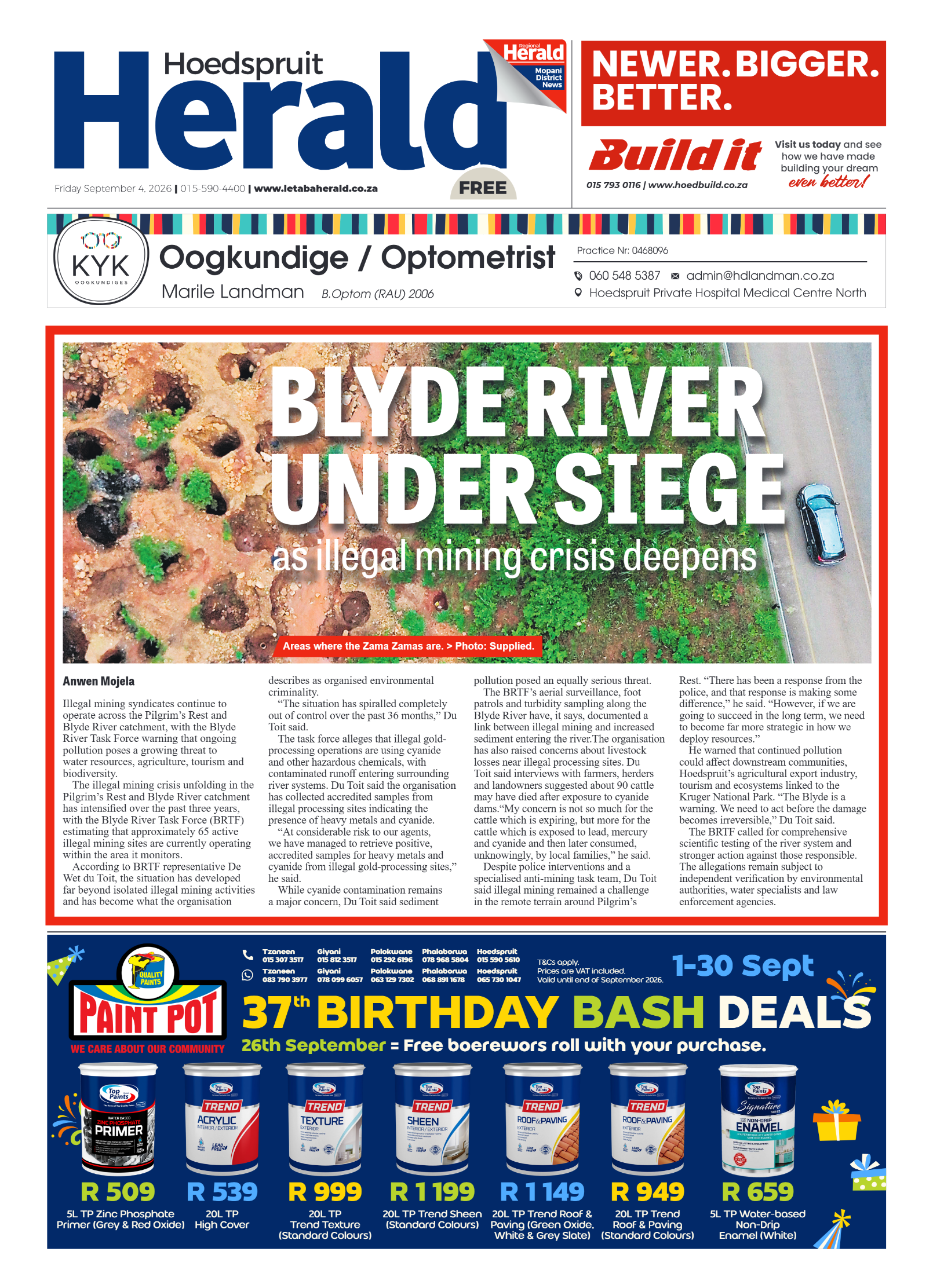 Hoedspruit Herald 4 September 2026 page 1