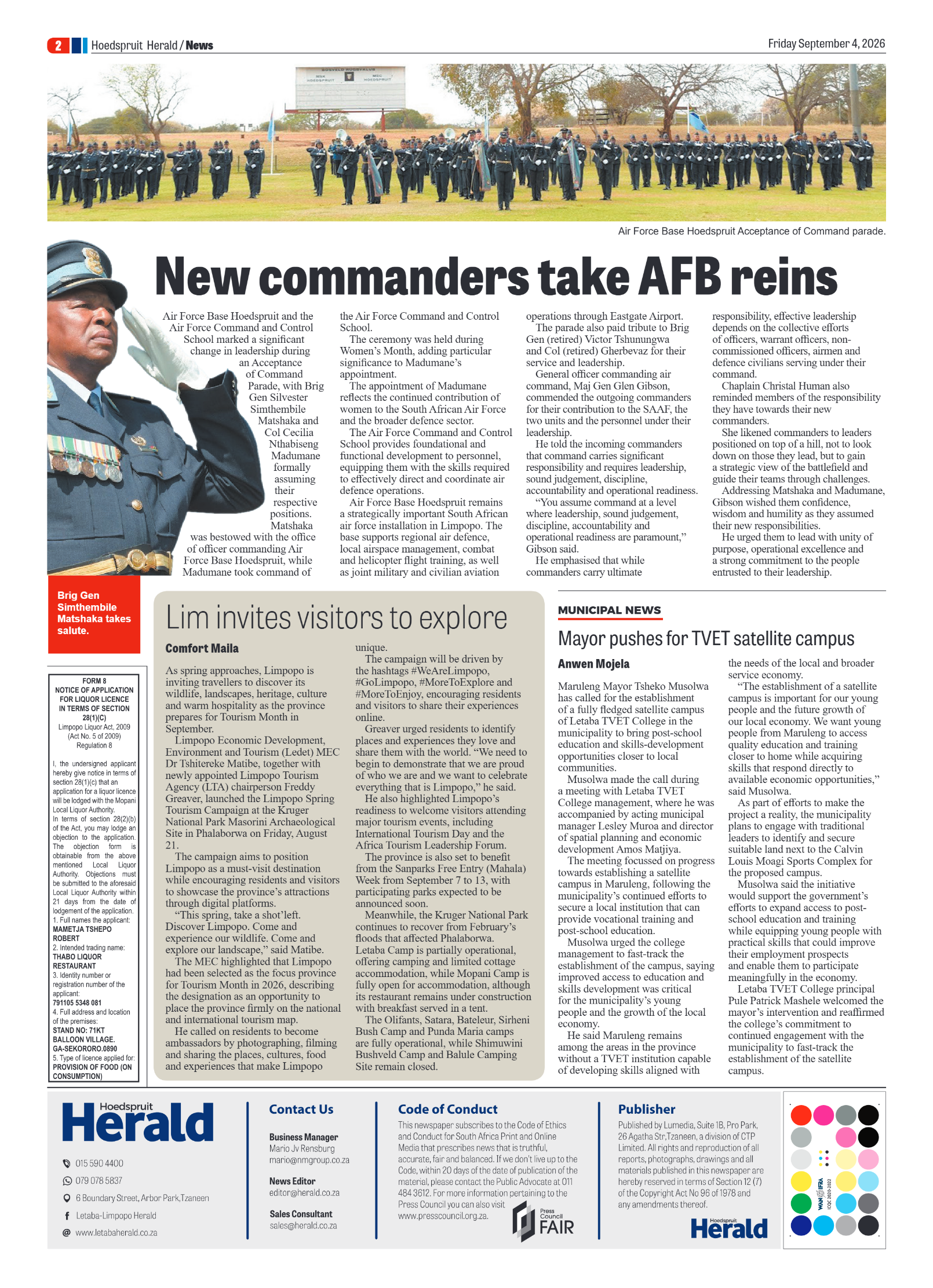 Hoedspruit Herald 4 September 2026 page 2