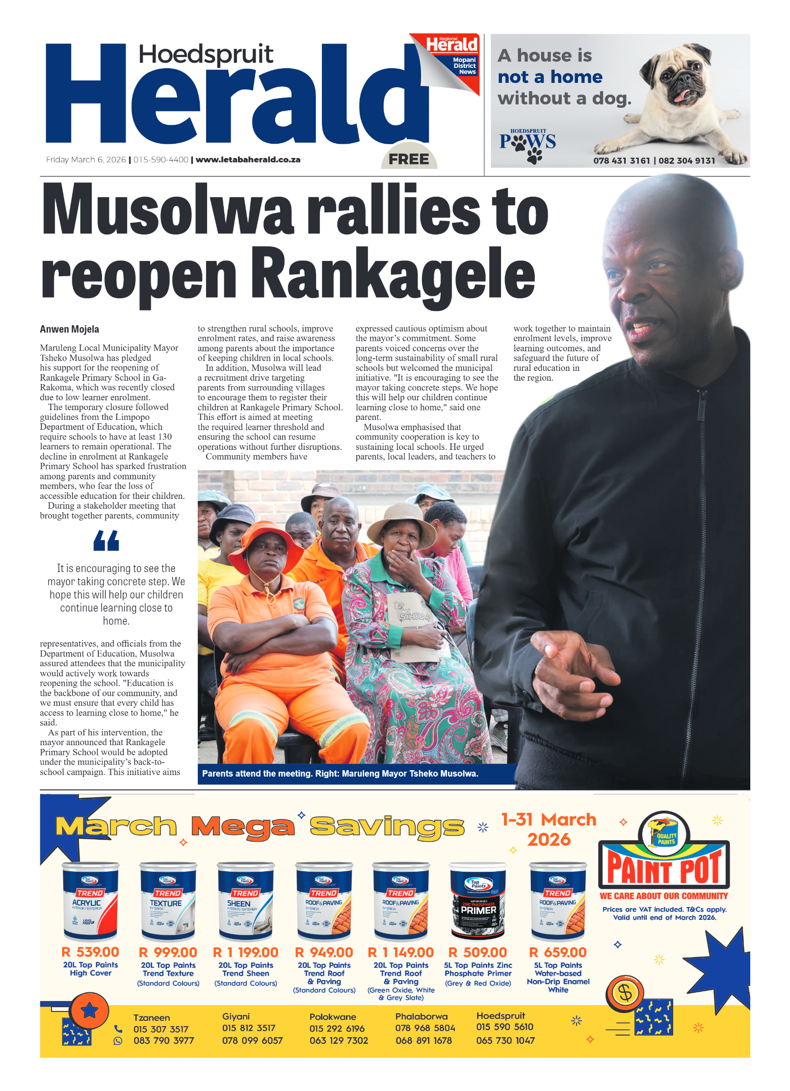 Hoedspruit Herald 6 March 2026 page 1