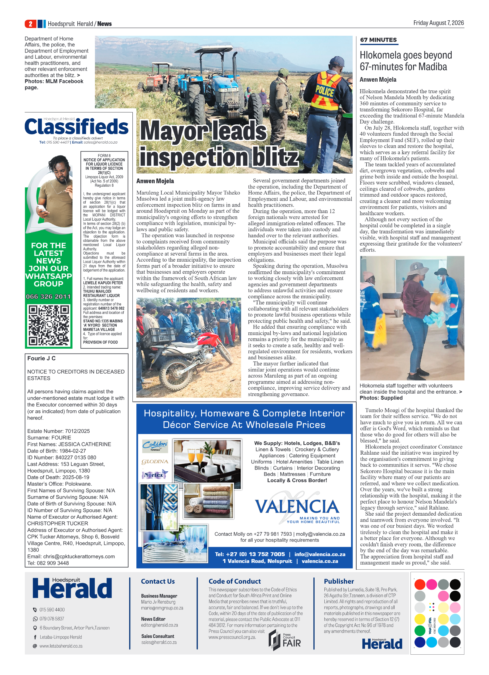 Hoedspruit Herald 7 August 2026 page 2