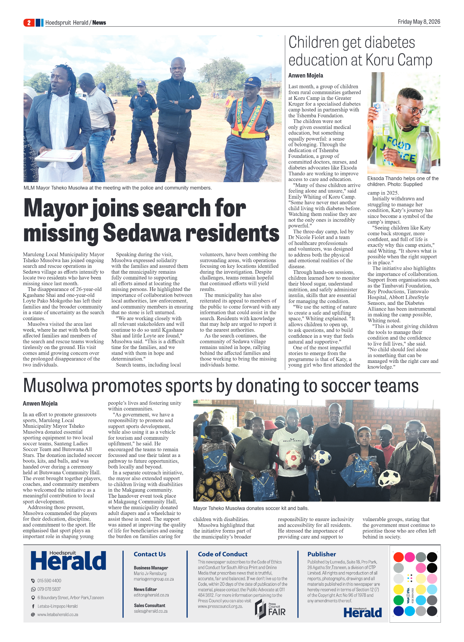 Hoedspruit Herald 8 May 2026 page 2