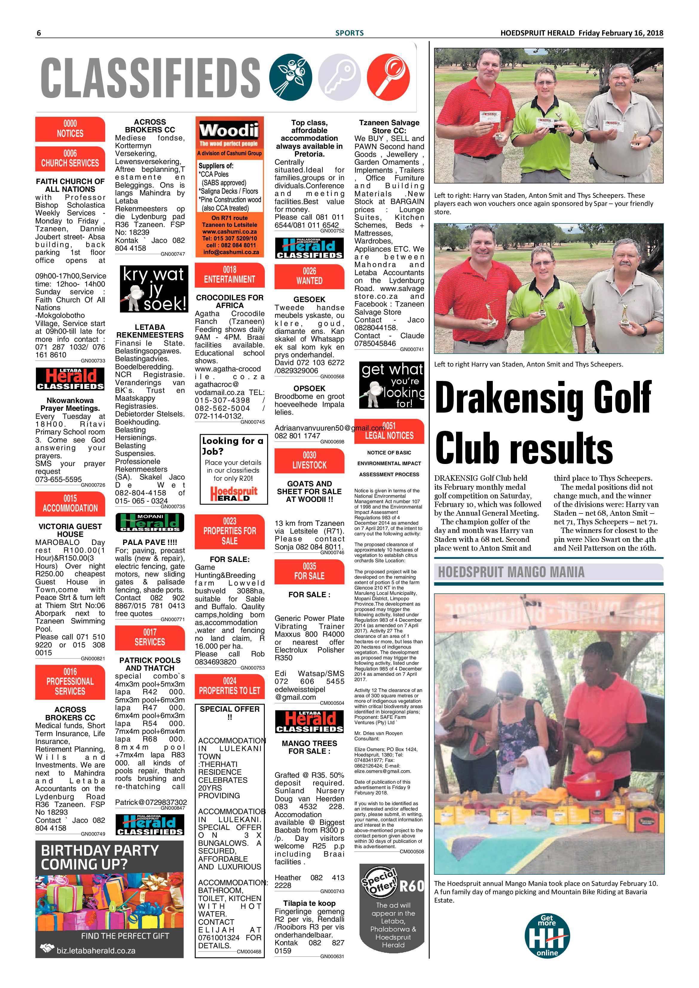 Hoedspruit Herald – 16 February 2018 page 6