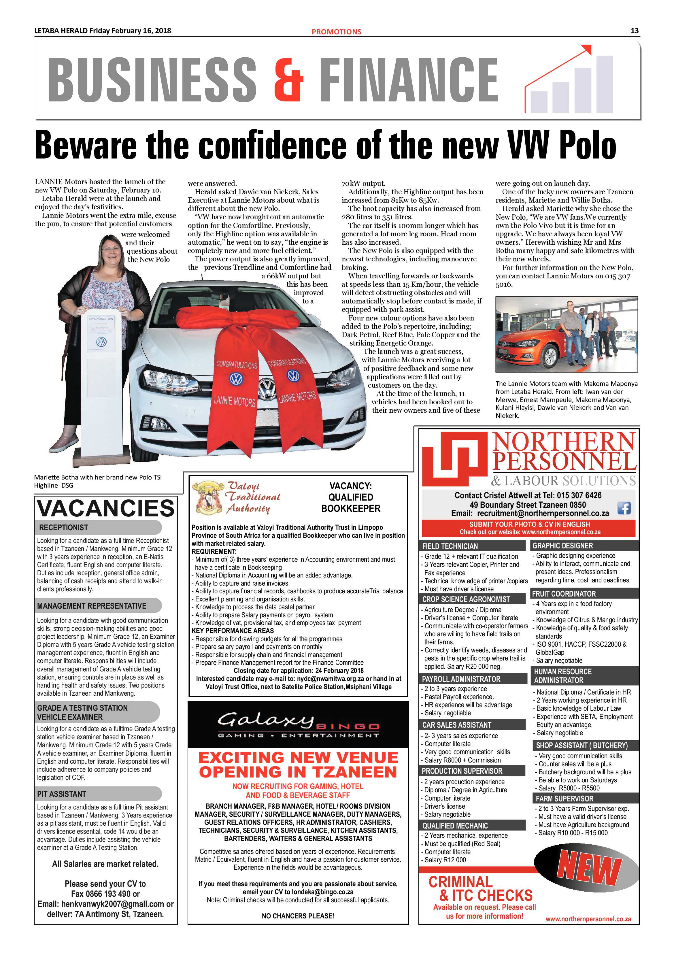 Letaba Herald  – 16 February 2018 page 13
