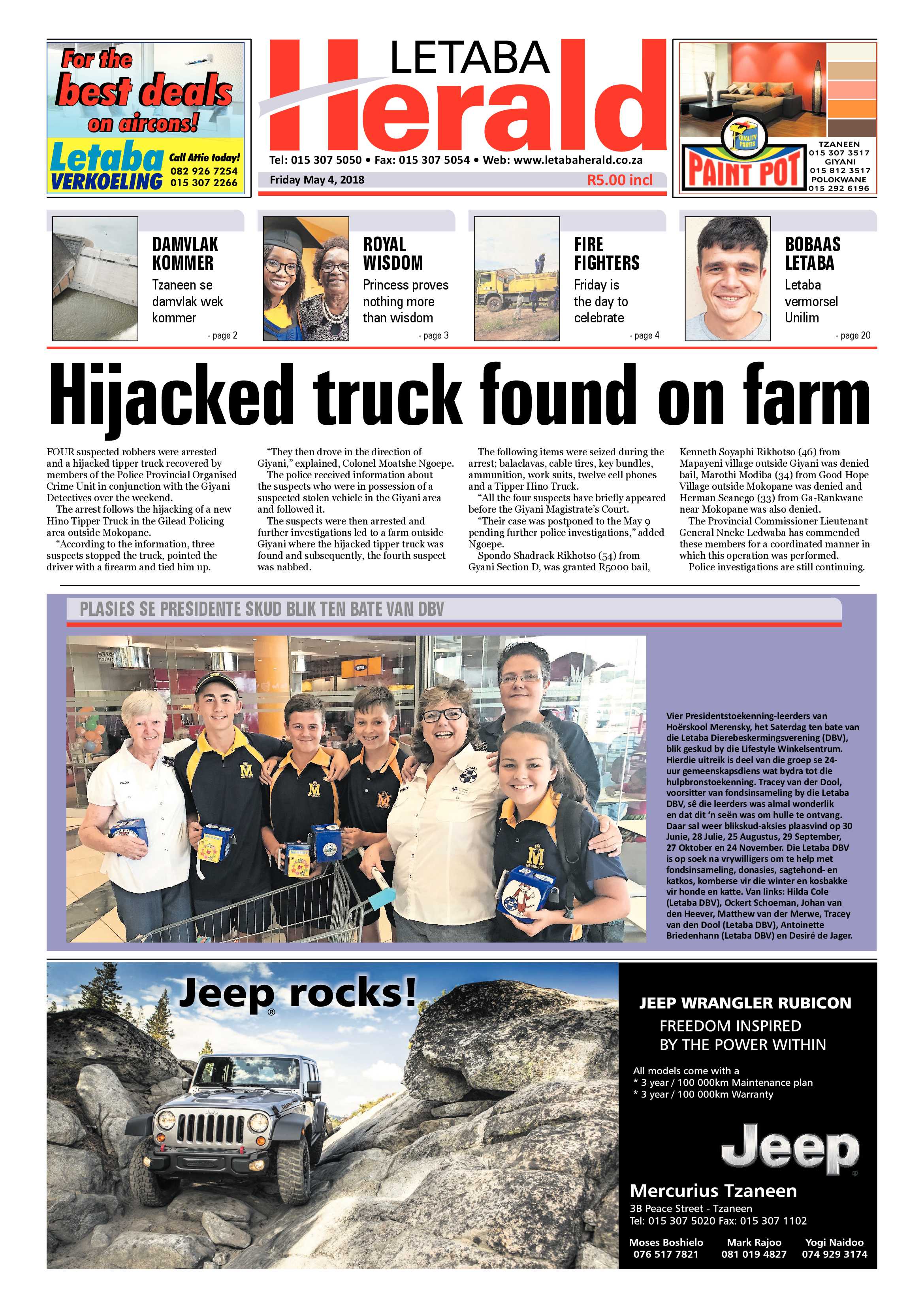 Letaba Herald  – 4 May 2018 page 1