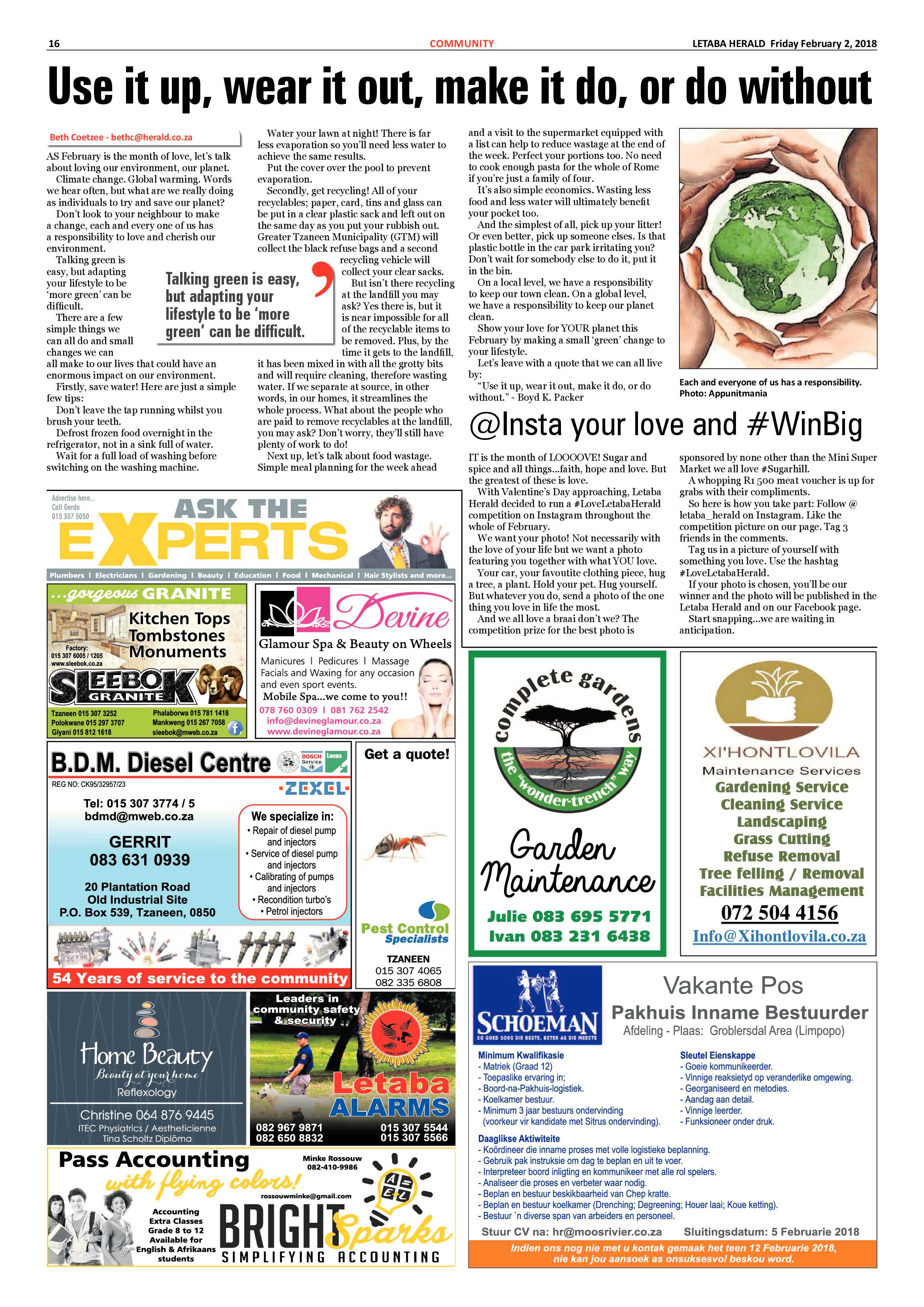 Letaba Herald – 2 February 2018 page 16